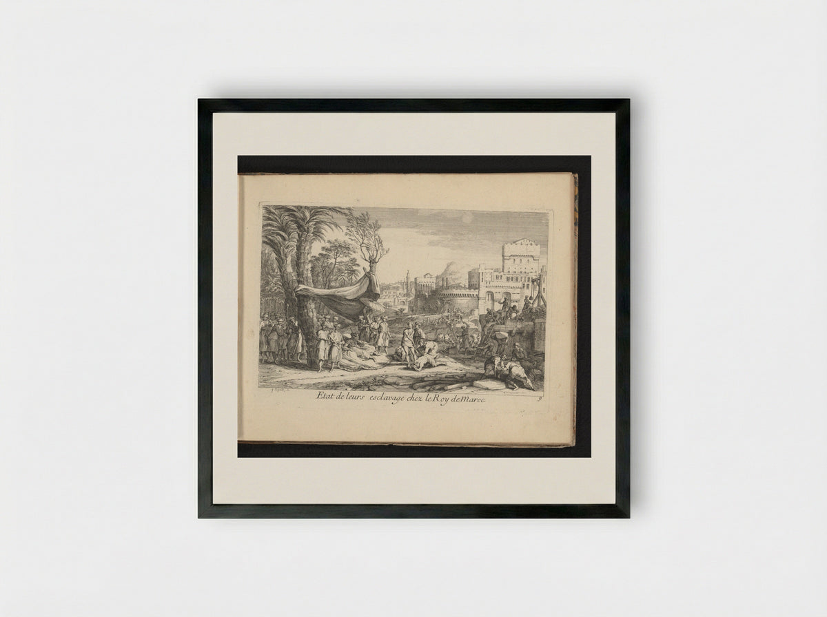 Etat de leurs esclavage chez le Roy de Maroc - Gaspard Duchange - Framed Print Black