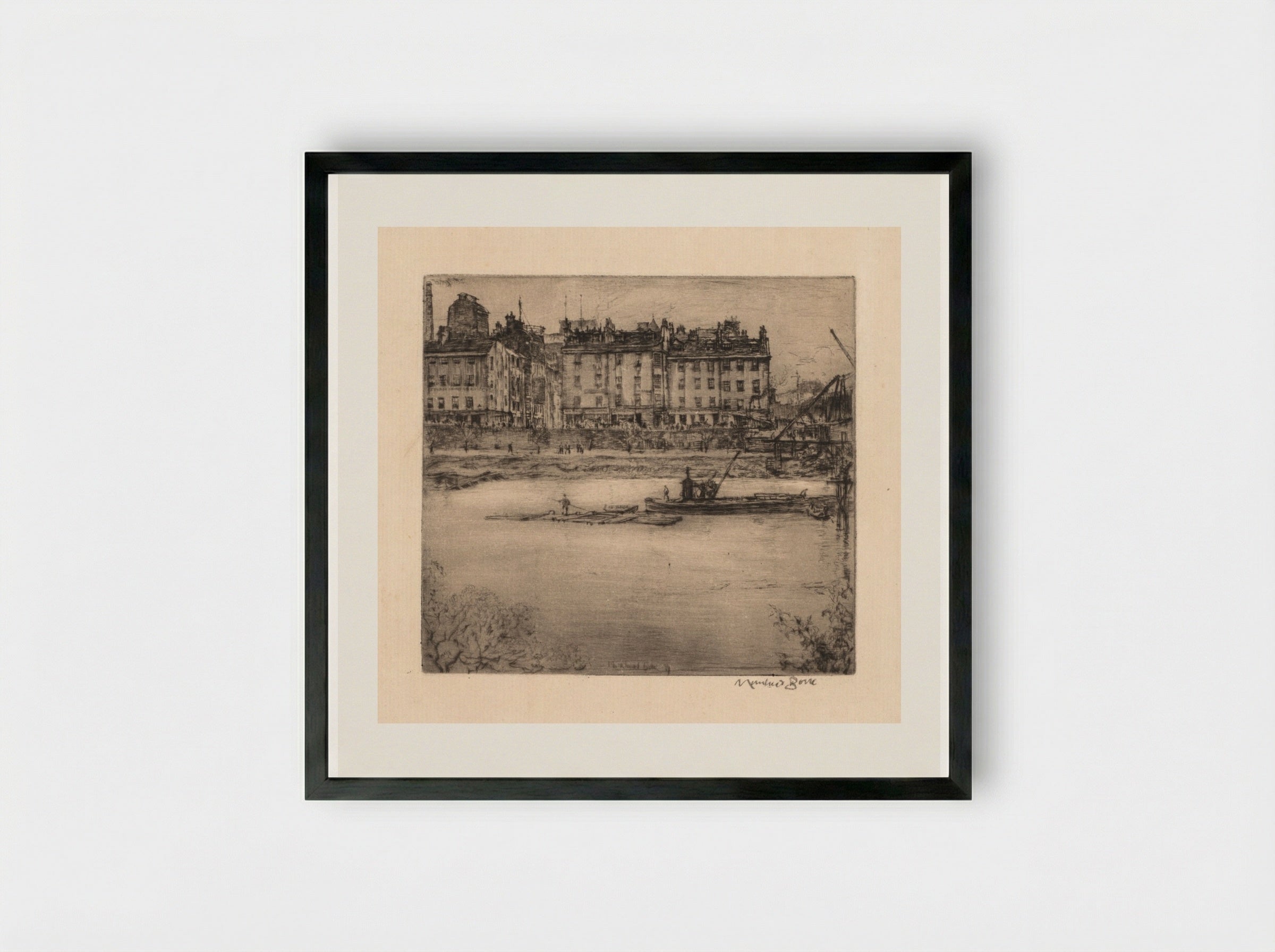 Etchings of Glasgow: Gorbals - Muirhead Bone - Framed Print Black