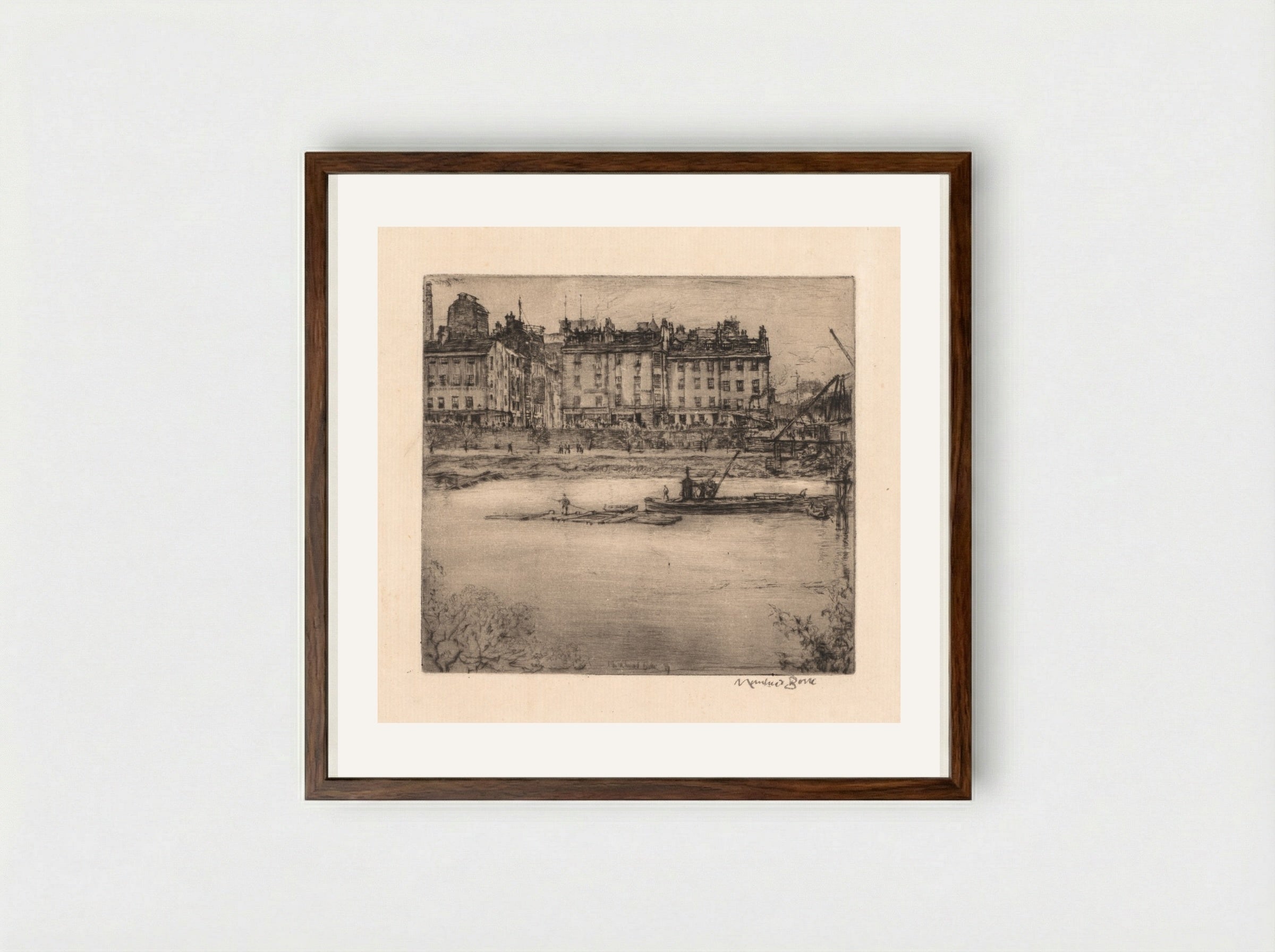 Etchings of Glasgow: Gorbals - Muirhead Bone - Framed Print Dark Wood