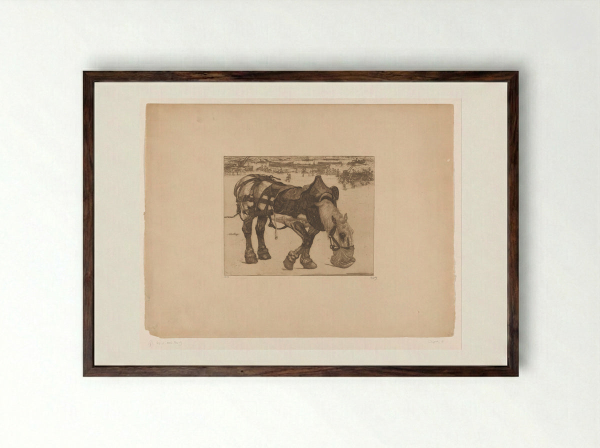 Etend ploegpaard - Pieter Dupont - Framed Print Dark Wood