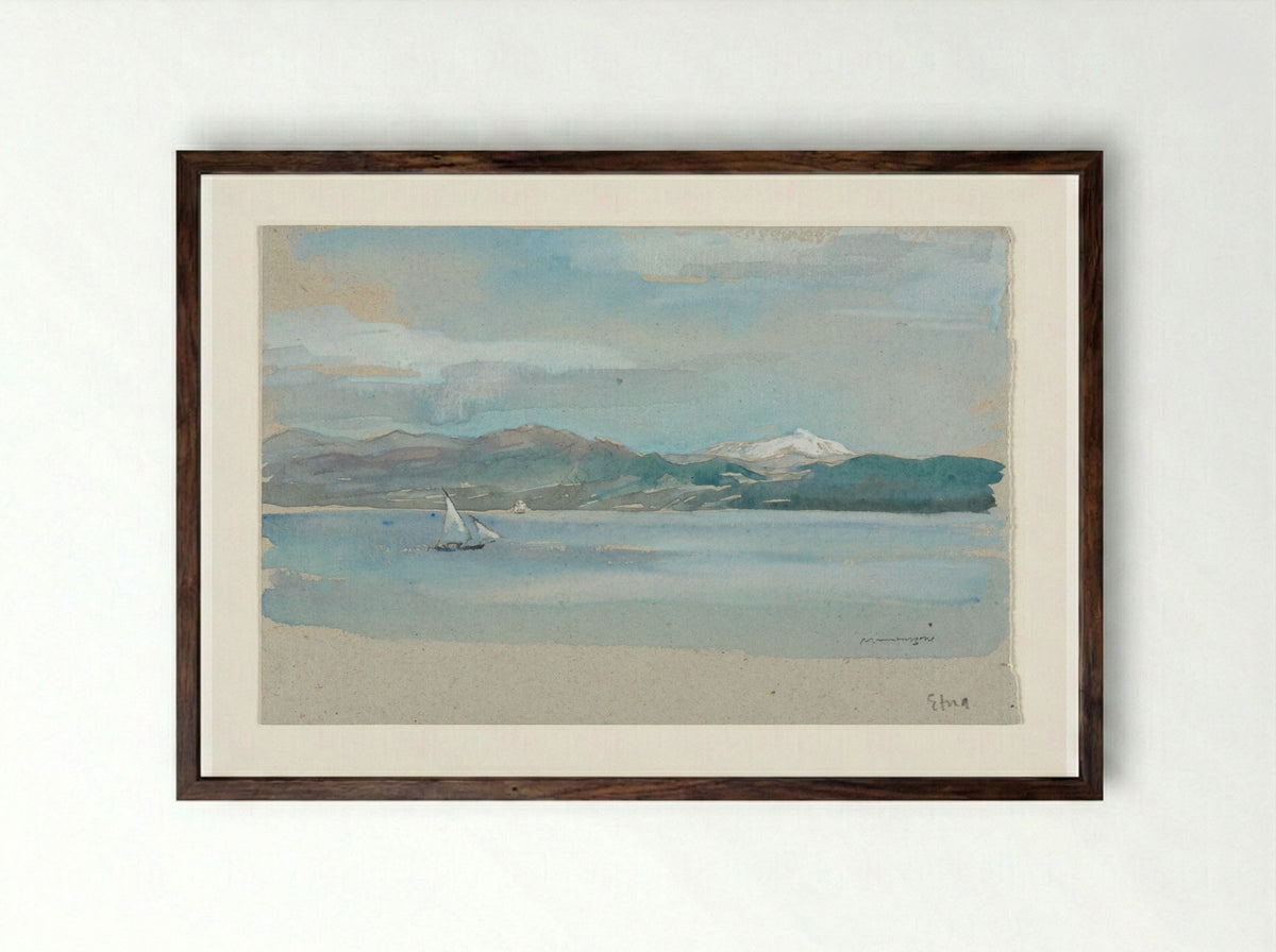 Etna - Muirhead Bone - Framed Print Dark Wood