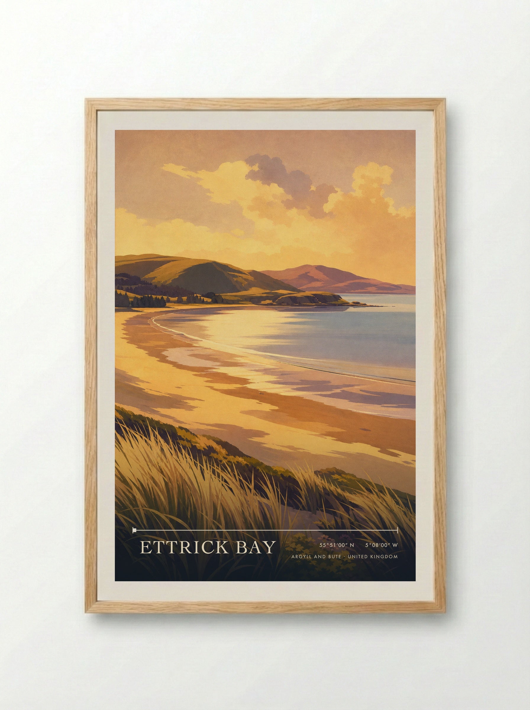 Ettrick Bay Argyll and Bute United Kingdom Travel Poster - Framed Print Wood