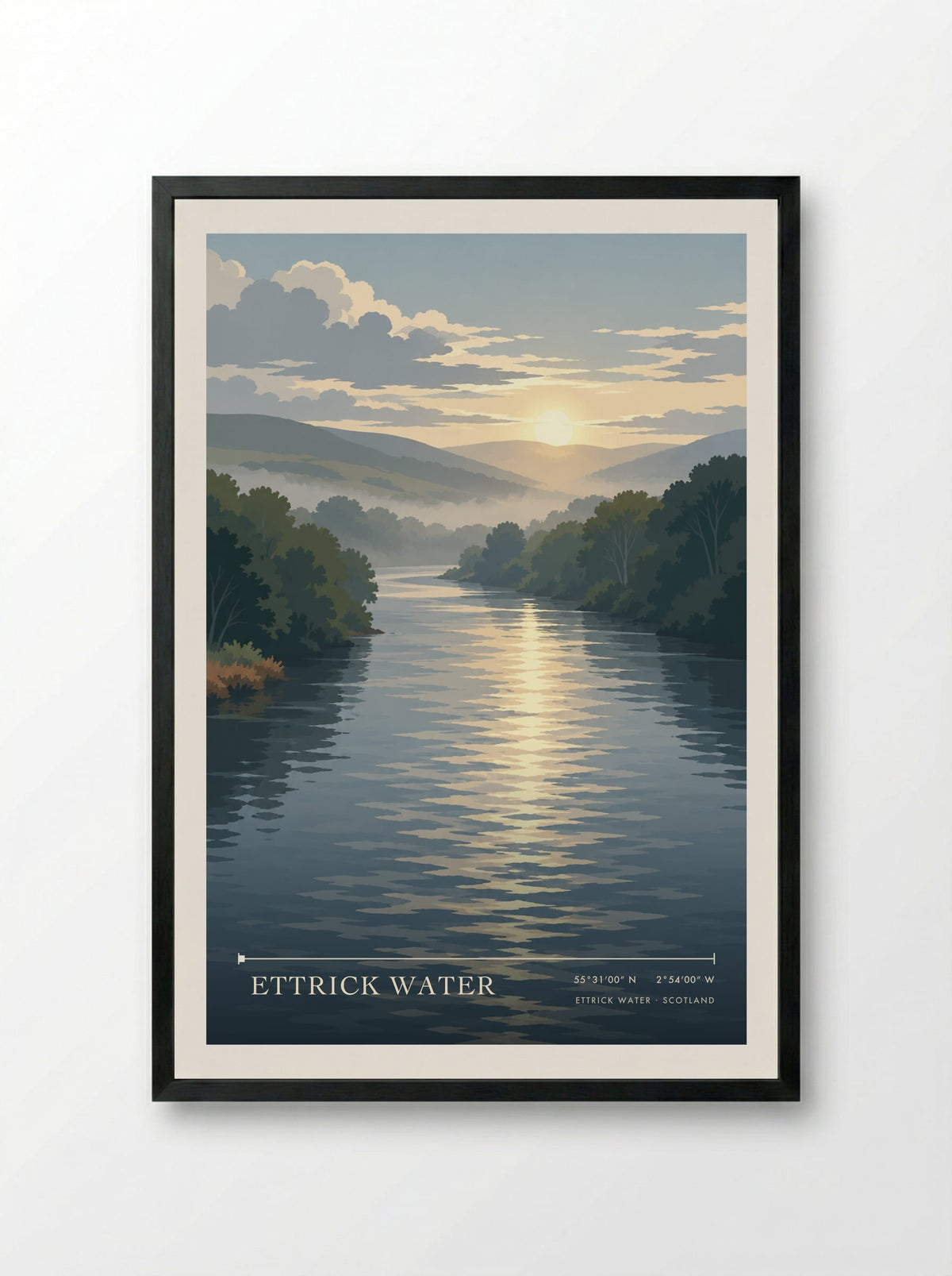 Ettrick Water | Travel Poster - Framed Print Black