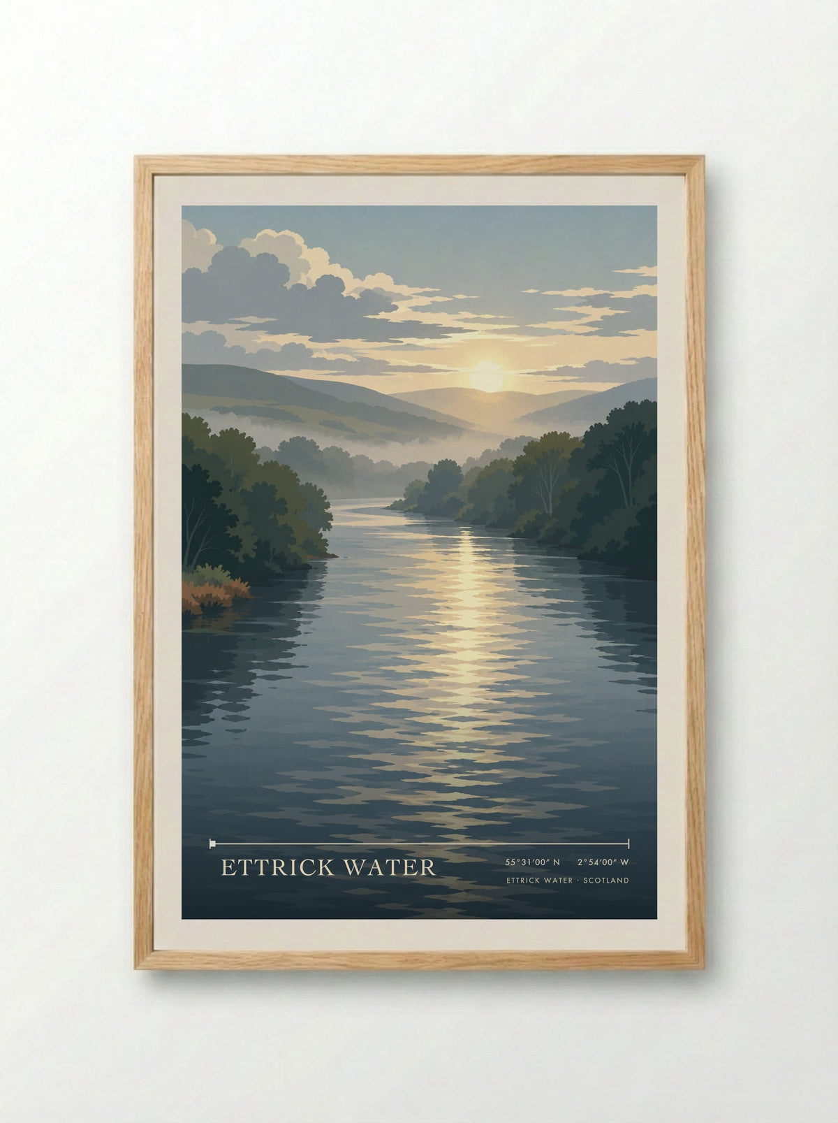 Ettrick Water | Travel Poster - Framed Print Wood