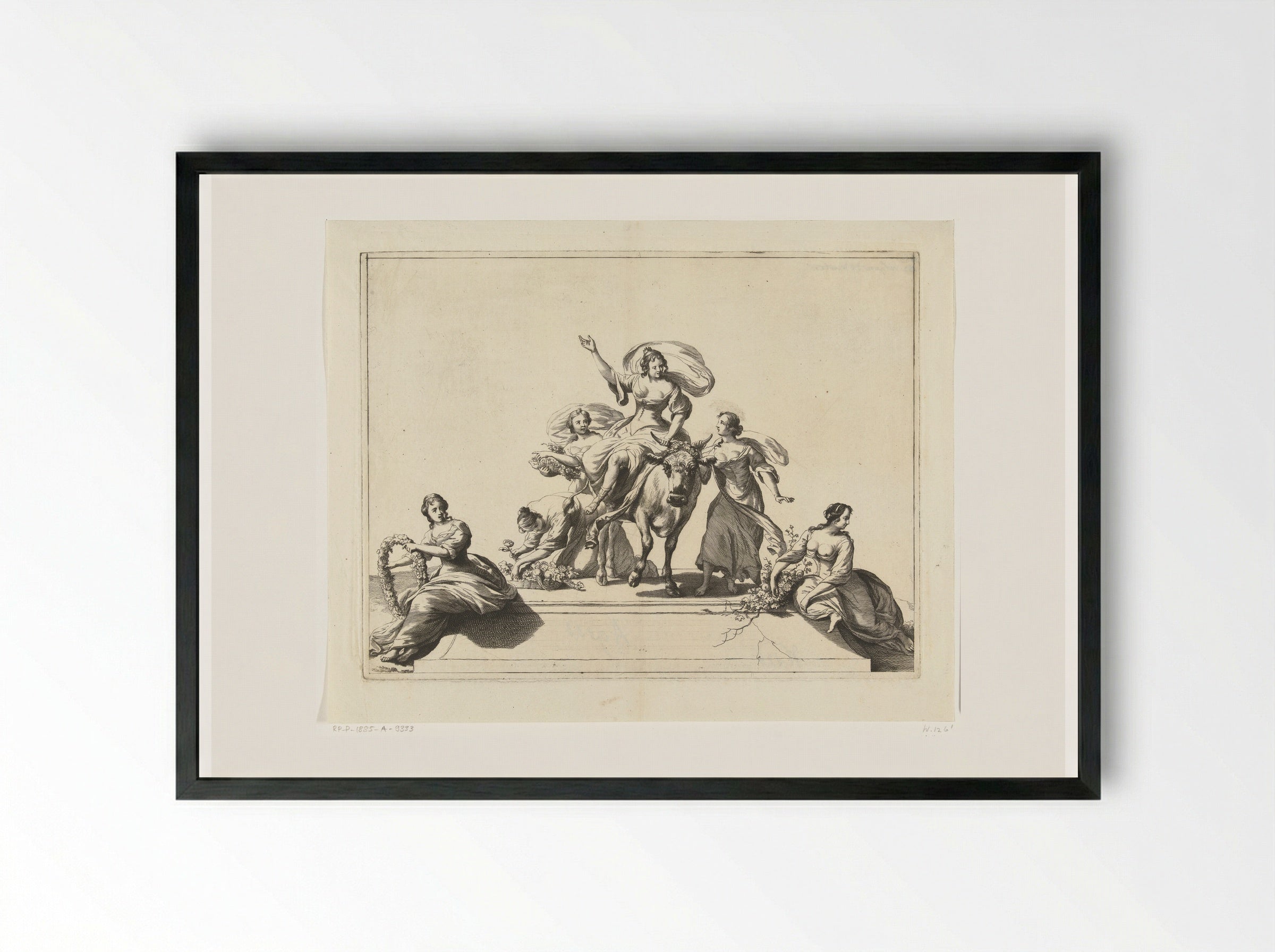 Europa and the Bull - Abraham Bloteling - Framed Print Black