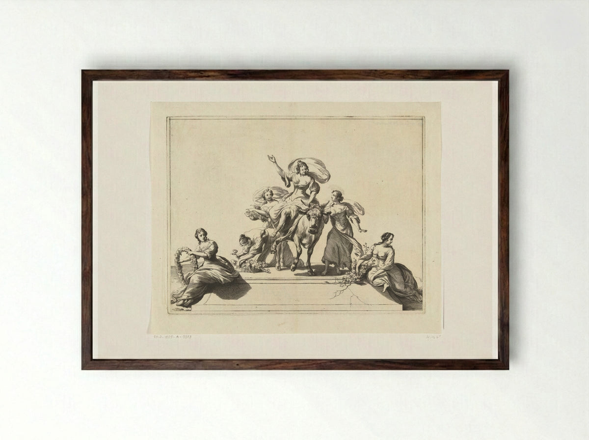 Europa and the Bull - Abraham Bloteling - Framed Print Dark Wood