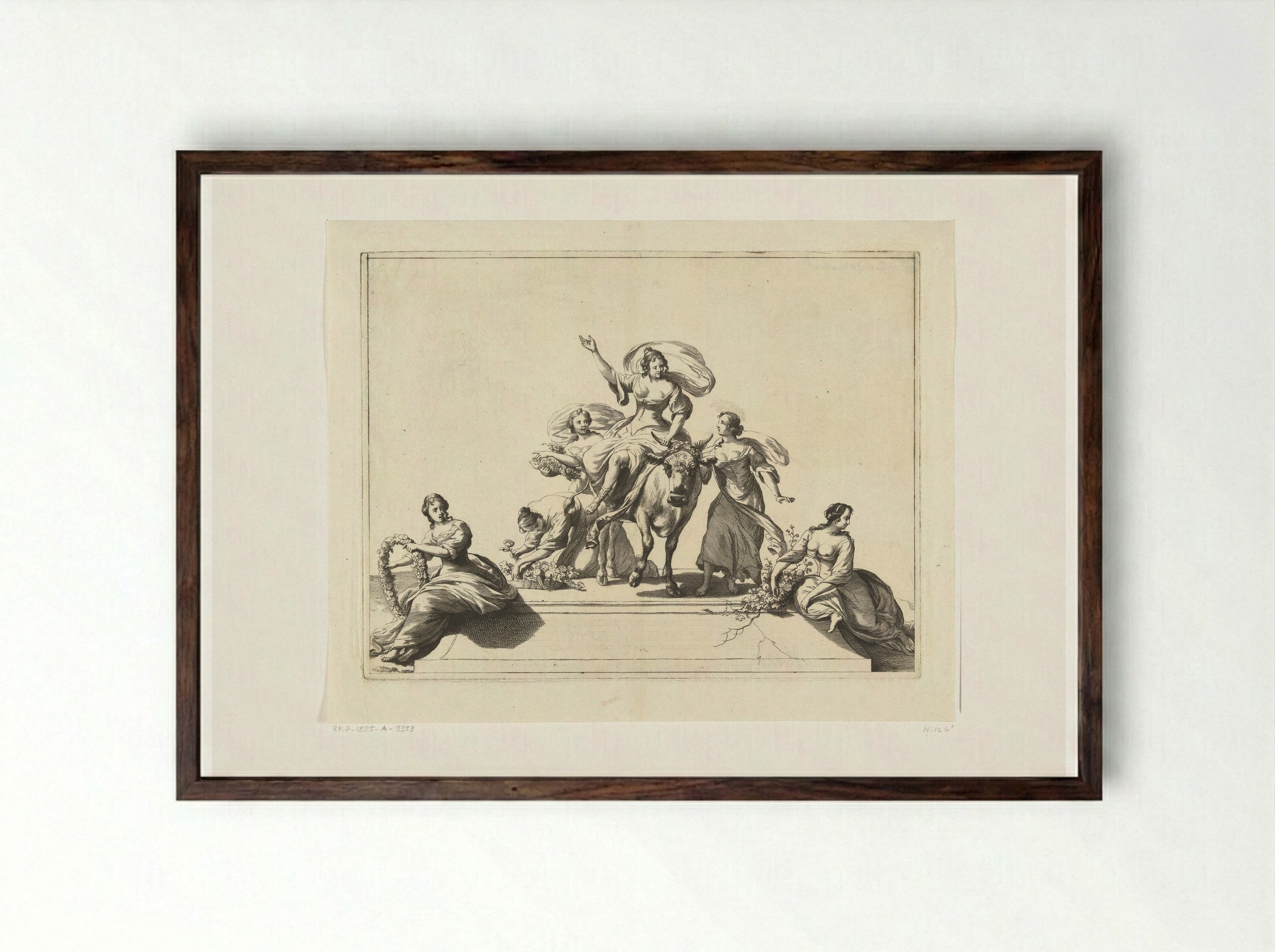 Europa and the Bull - Abraham Bloteling - Framed Print Dark Wood