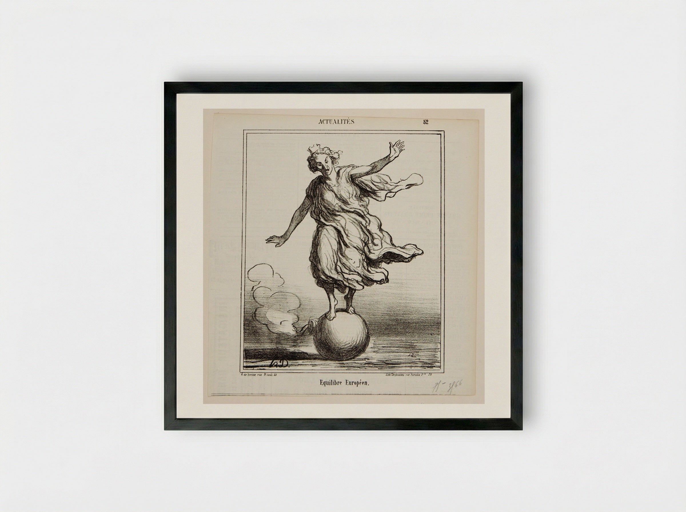 European Equilibrium - Honoré-Victorin Daumier - Framed Print Black