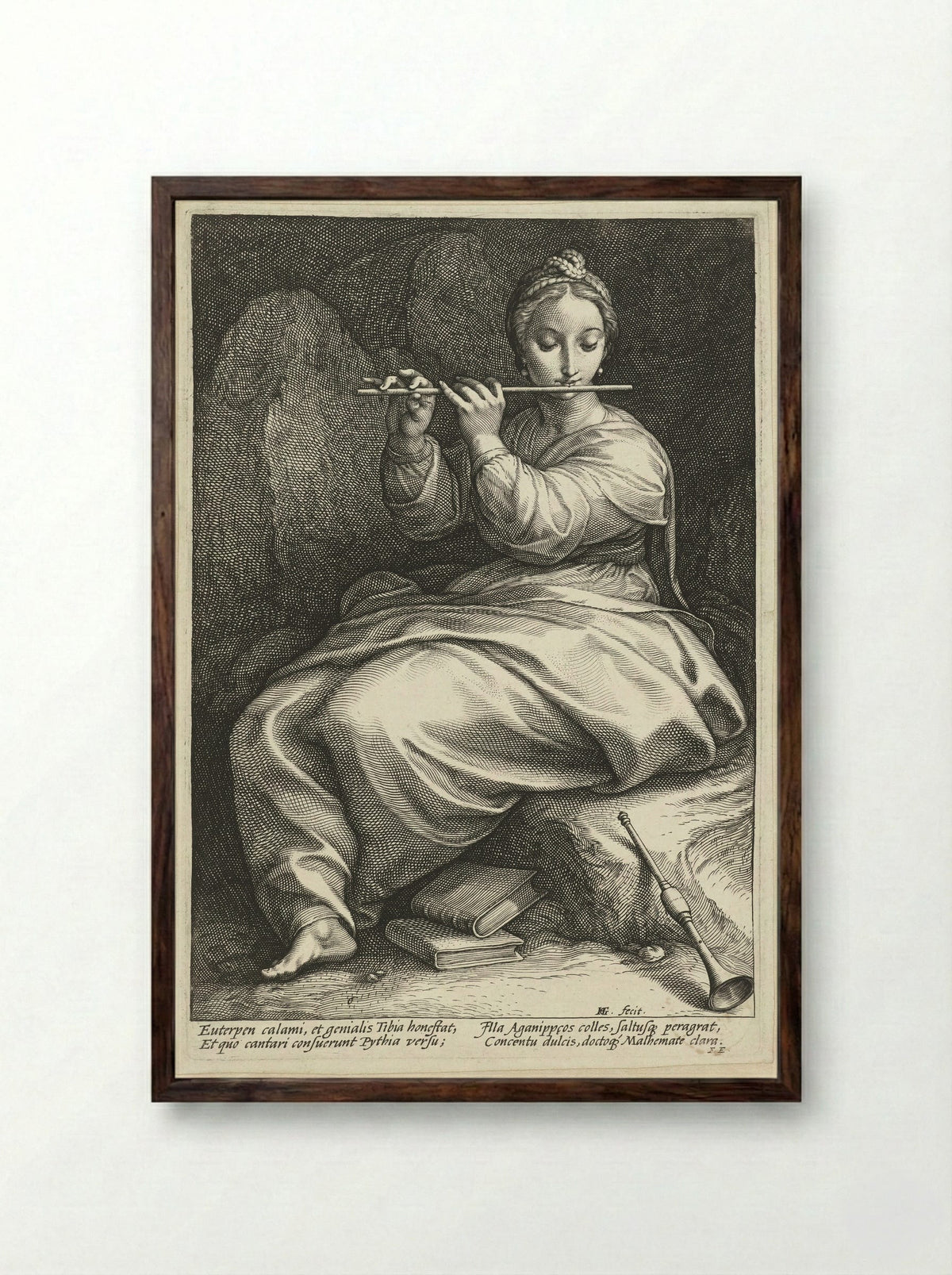 Euterpe - Hendrick Goltzius - Framed Print Dark Wood