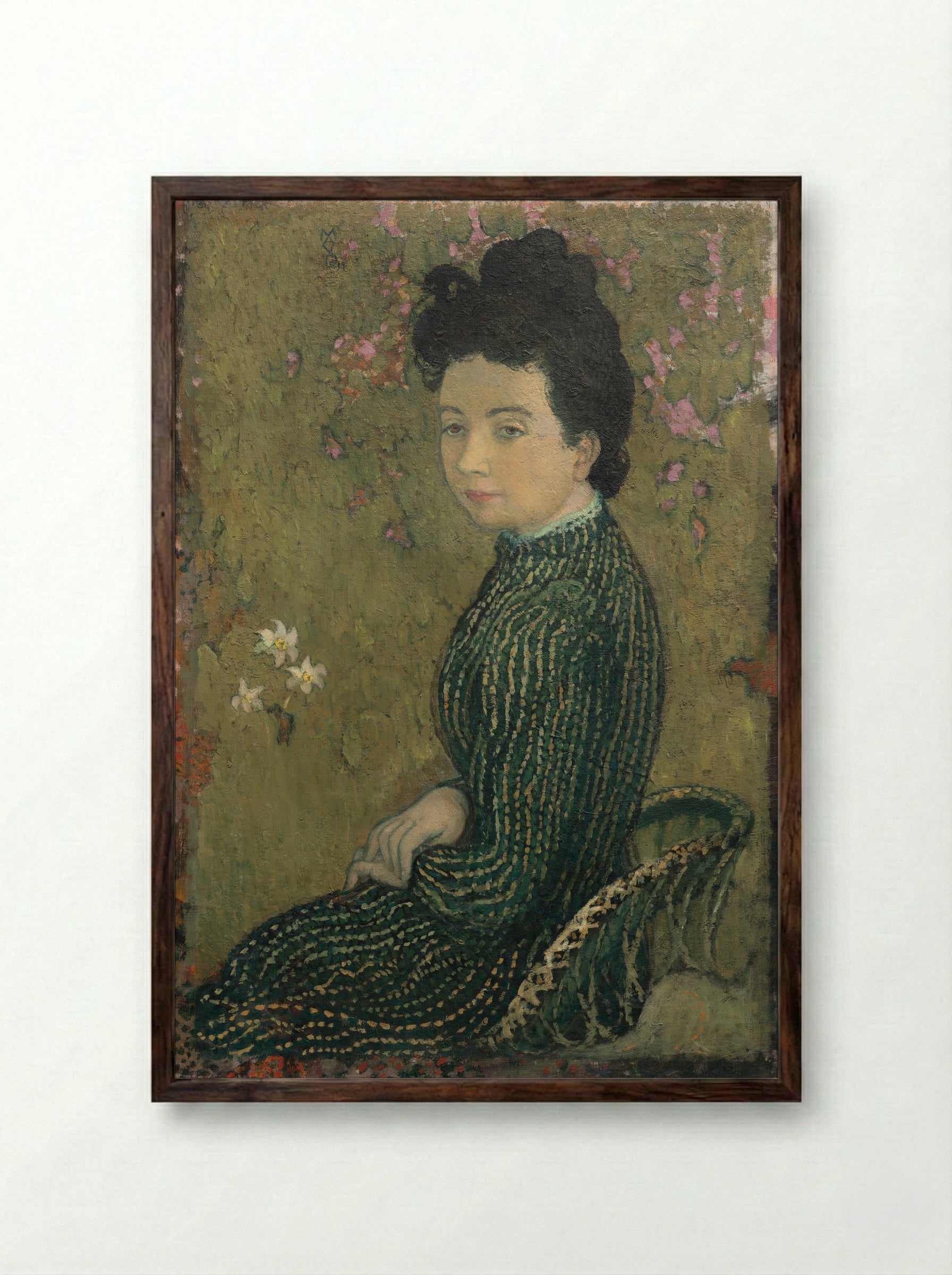 Eva Meurier in a Green Dress - Maurice Denis - Framed Print Dark Wood