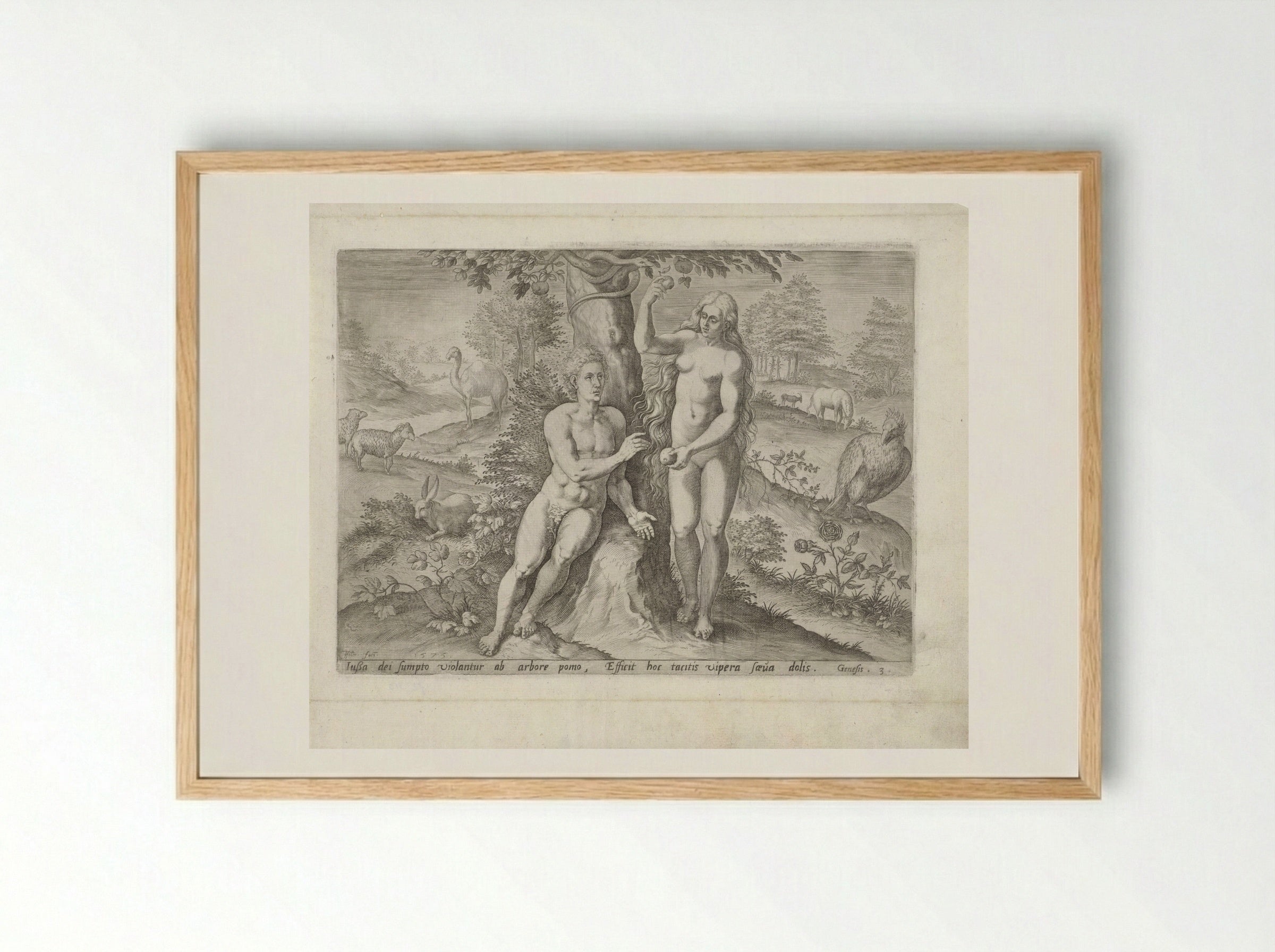 Eva verleidt Adam - Gerard de Jode - Framed Print Wood