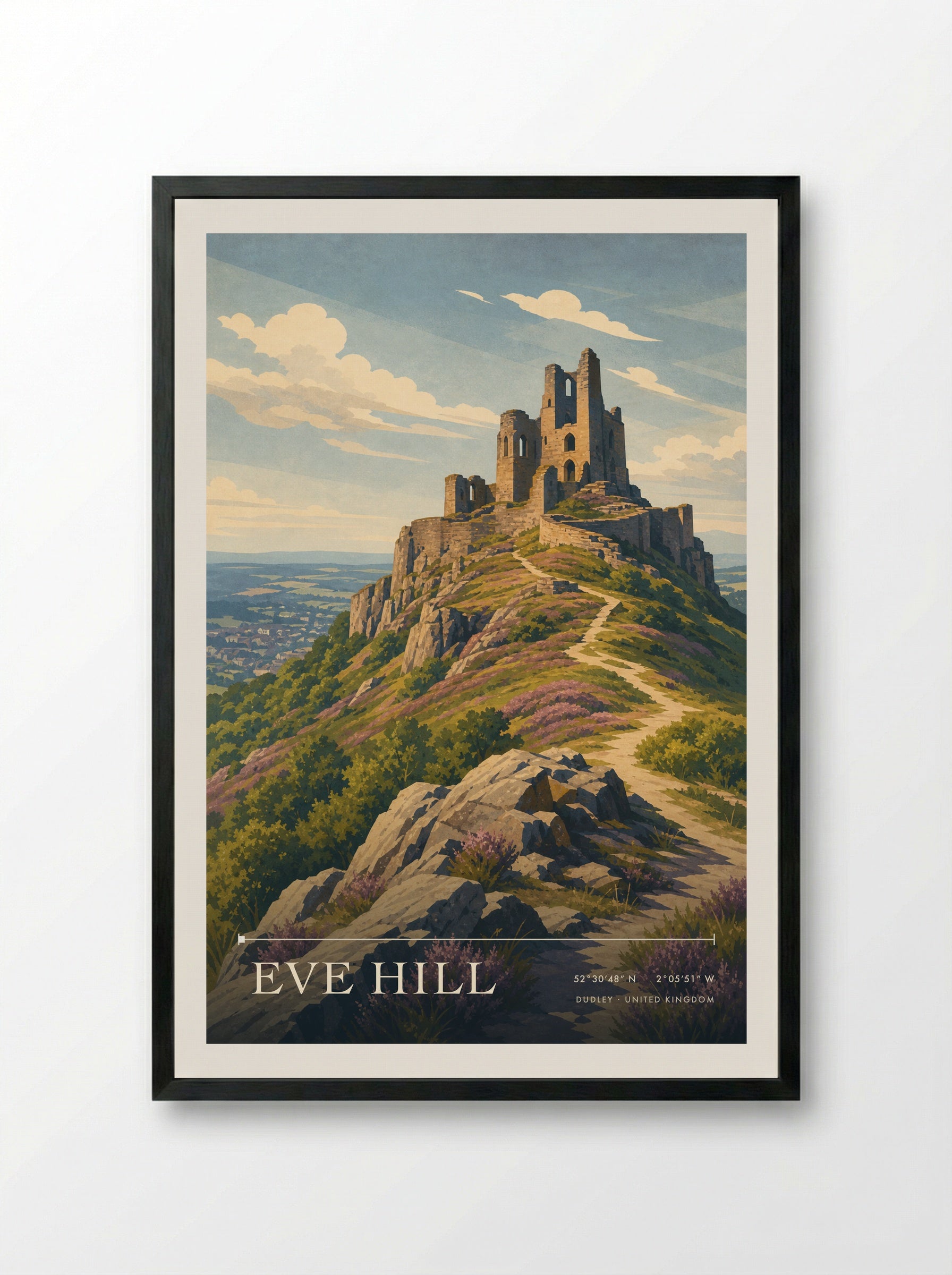 Eve Hill Dudley United Kingdom Travel Poster - Framed Print Black