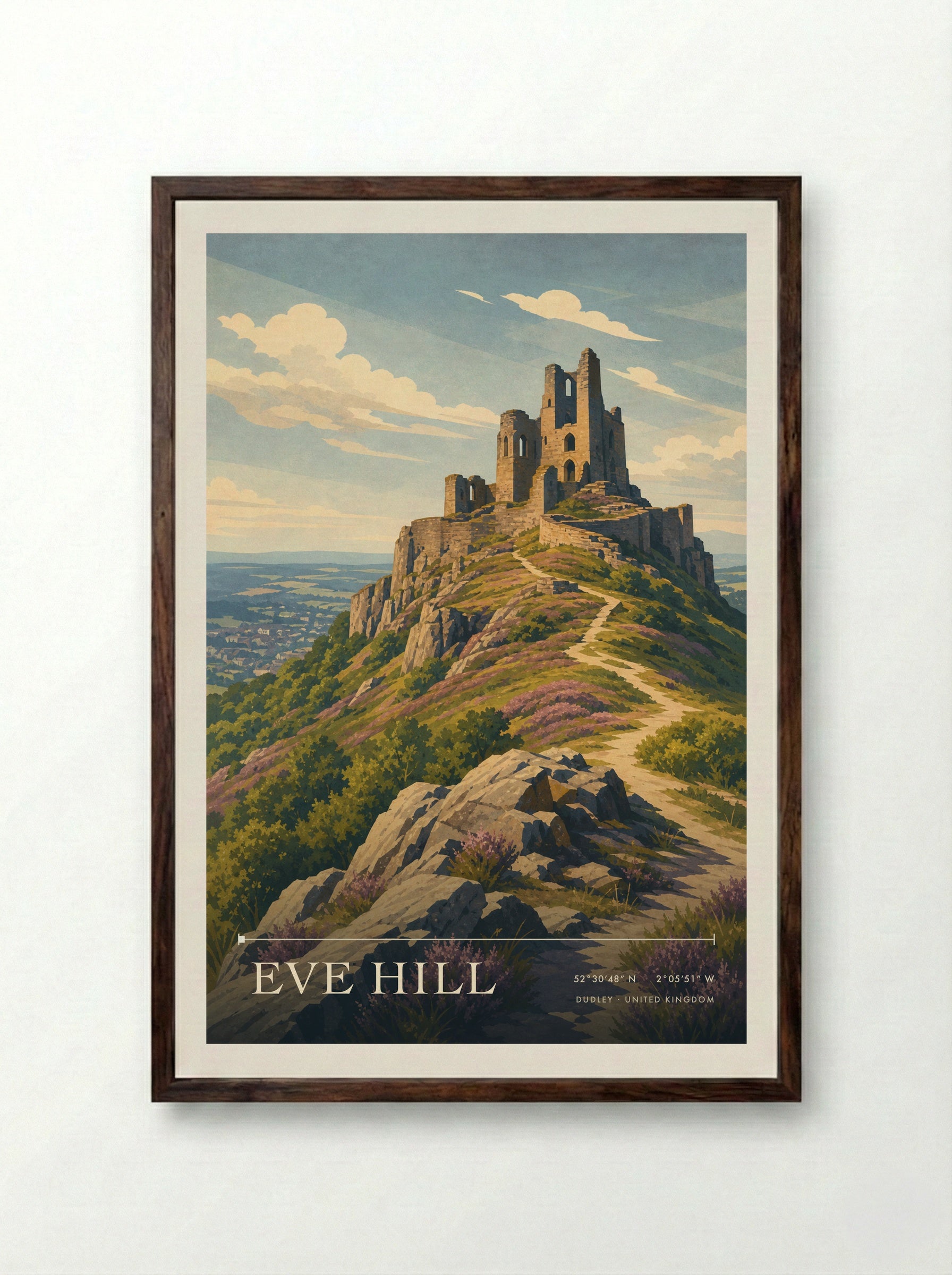 Eve Hill Dudley United Kingdom Travel Poster - Framed Print Dark Wood
