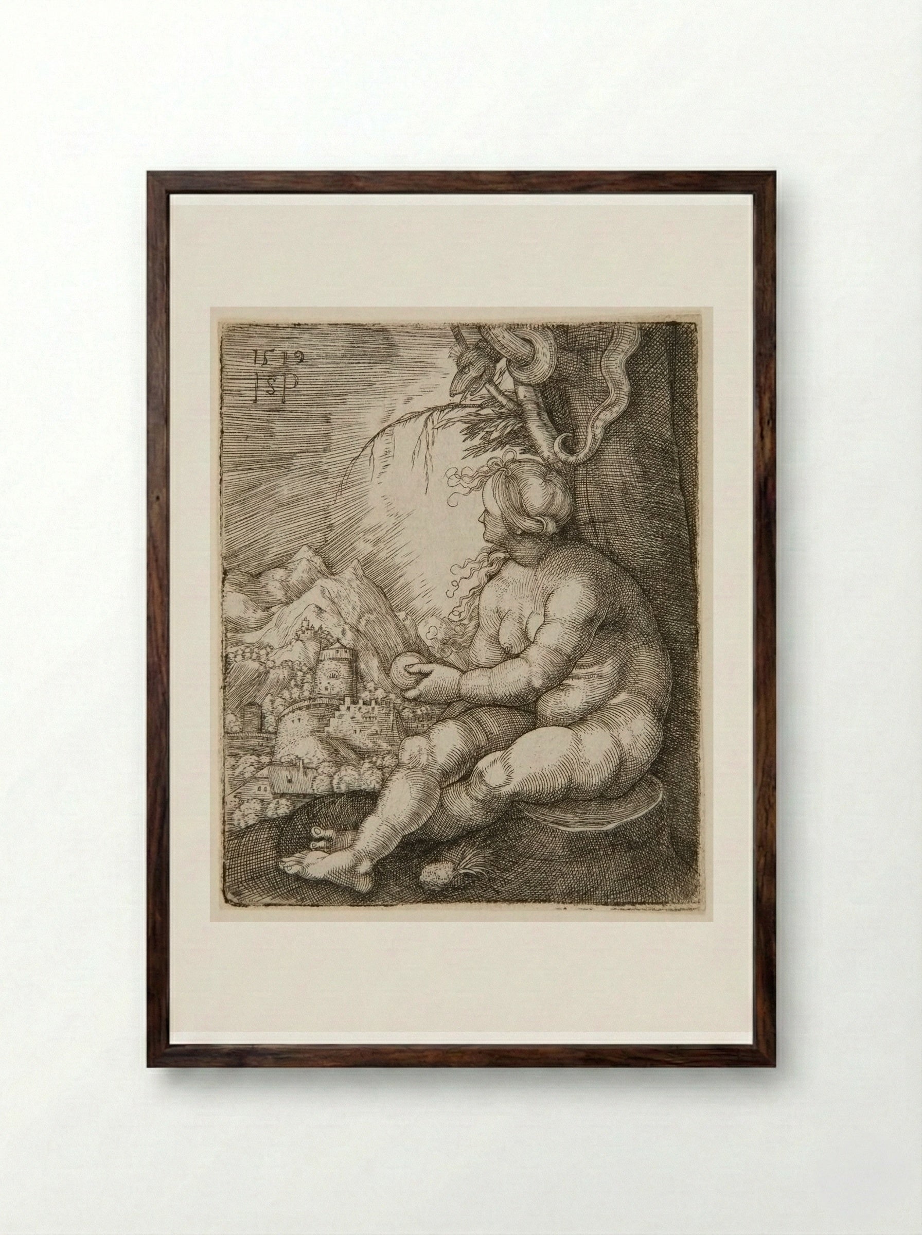 Eve - Sebald Beham - Framed Print Dark Wood