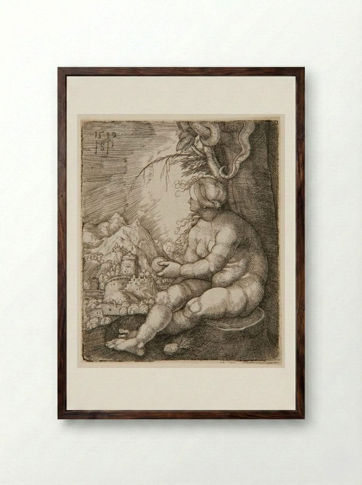Eve - Sebald Beham - Framed Print Dark Wood