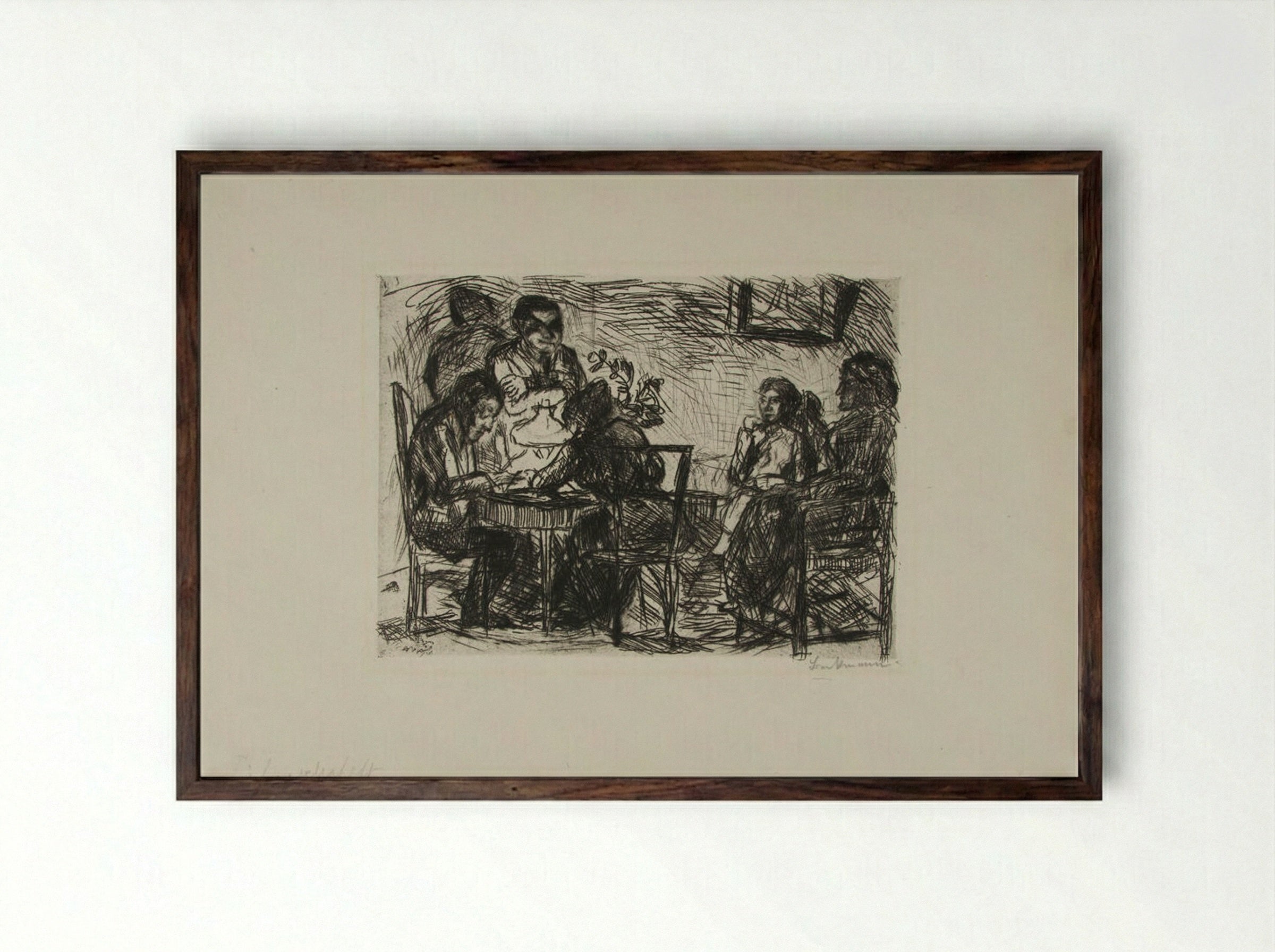 Evening Party (Tischgesellschaft) - Max Beckmann - Framed Print Dark Wood
