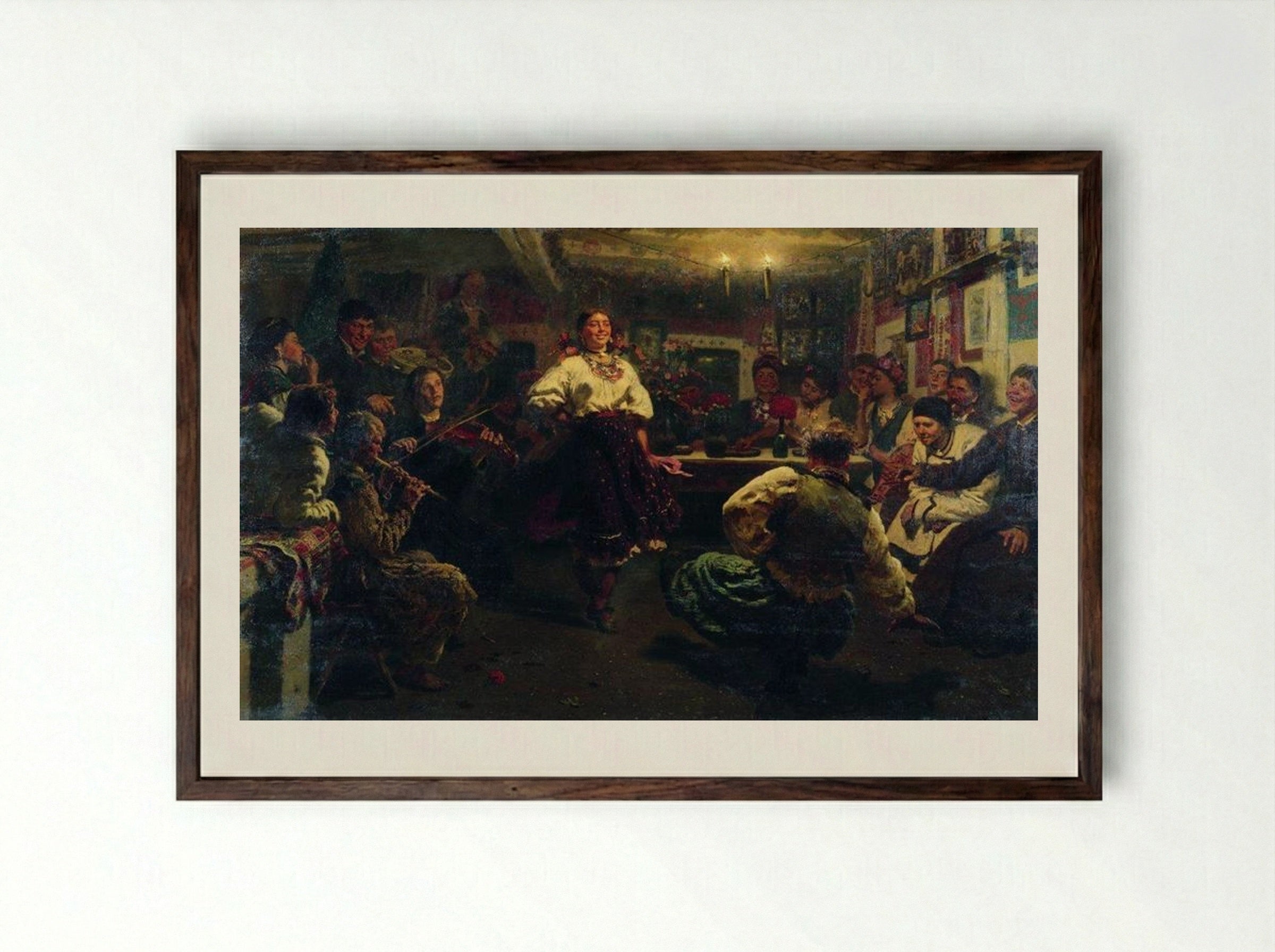 Evening Party - Ilya Repin - Framed Print Dark Wood
