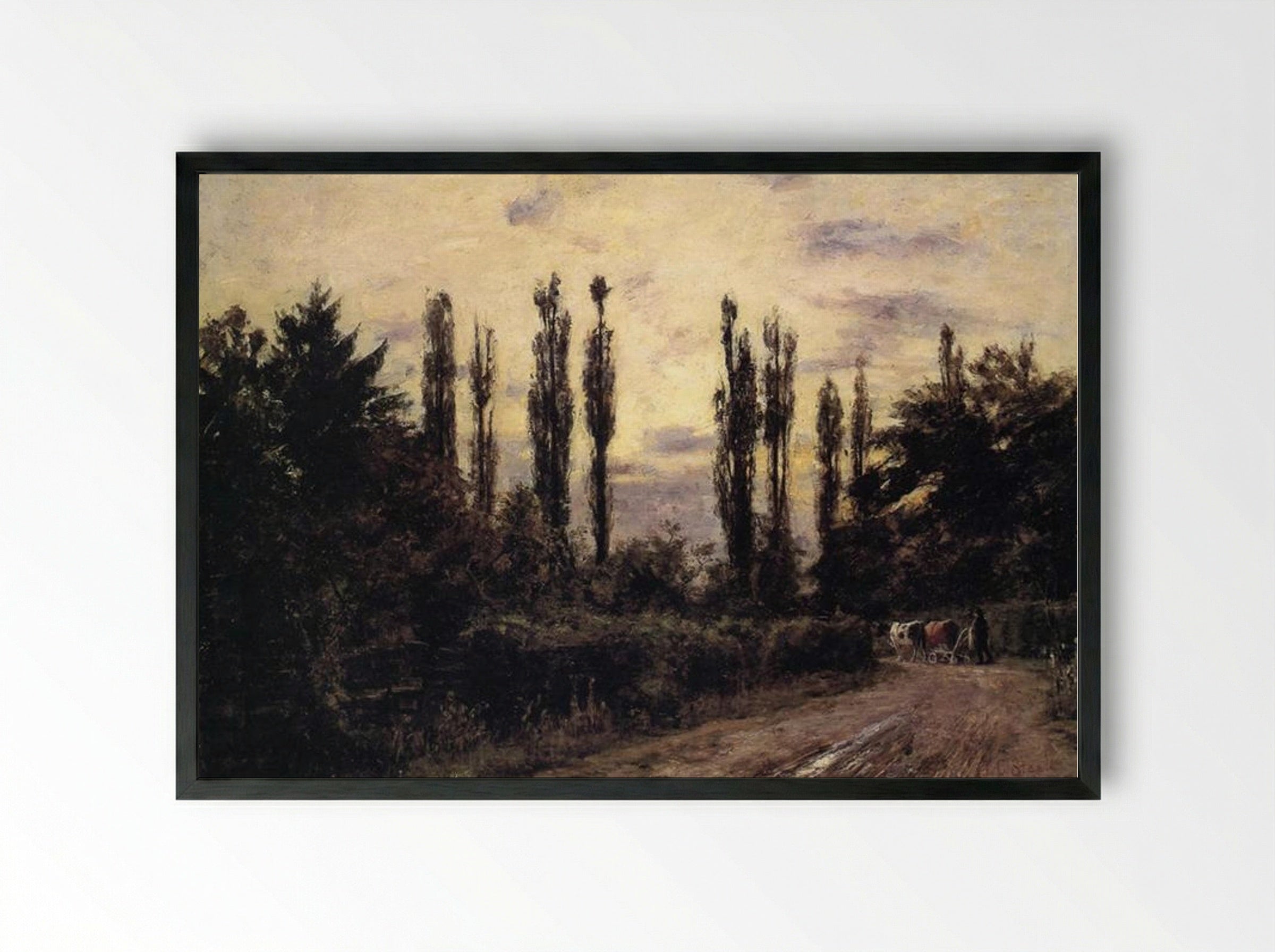 Evening Poplars and Roadway near Schleissheim - T. C. Steele - Framed Print Black