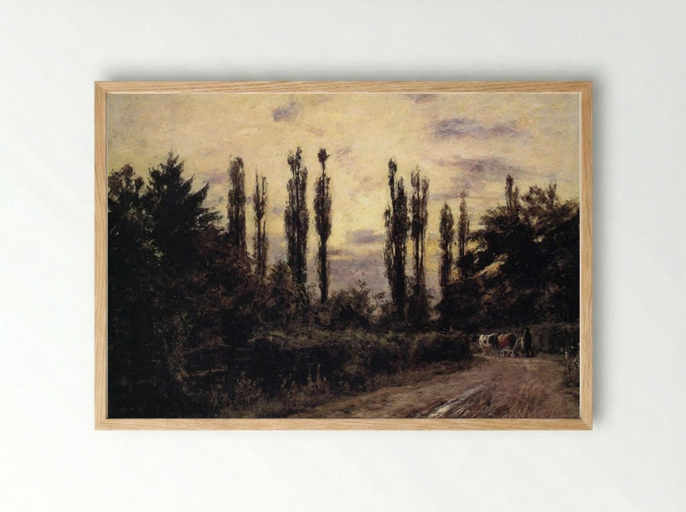 Evening Poplars and Roadway near Schleissheim - T. C. Steele - Framed Print Wood