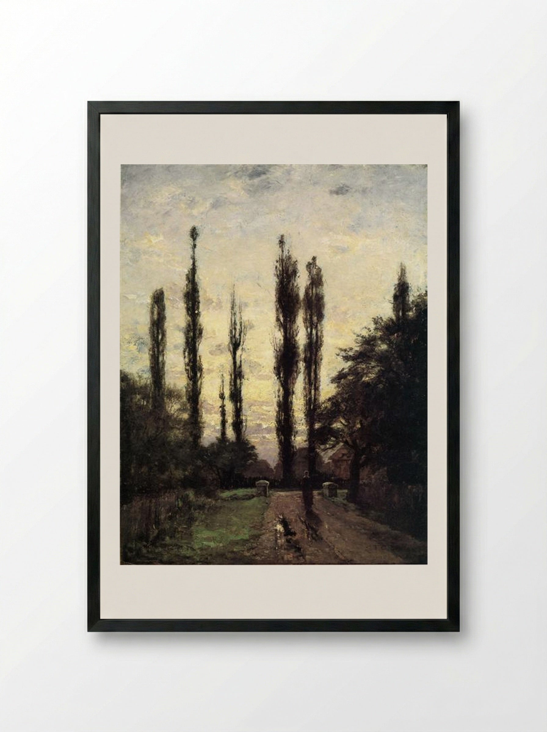 Evening, Poplars - T. C. Steele - Framed Print Black
