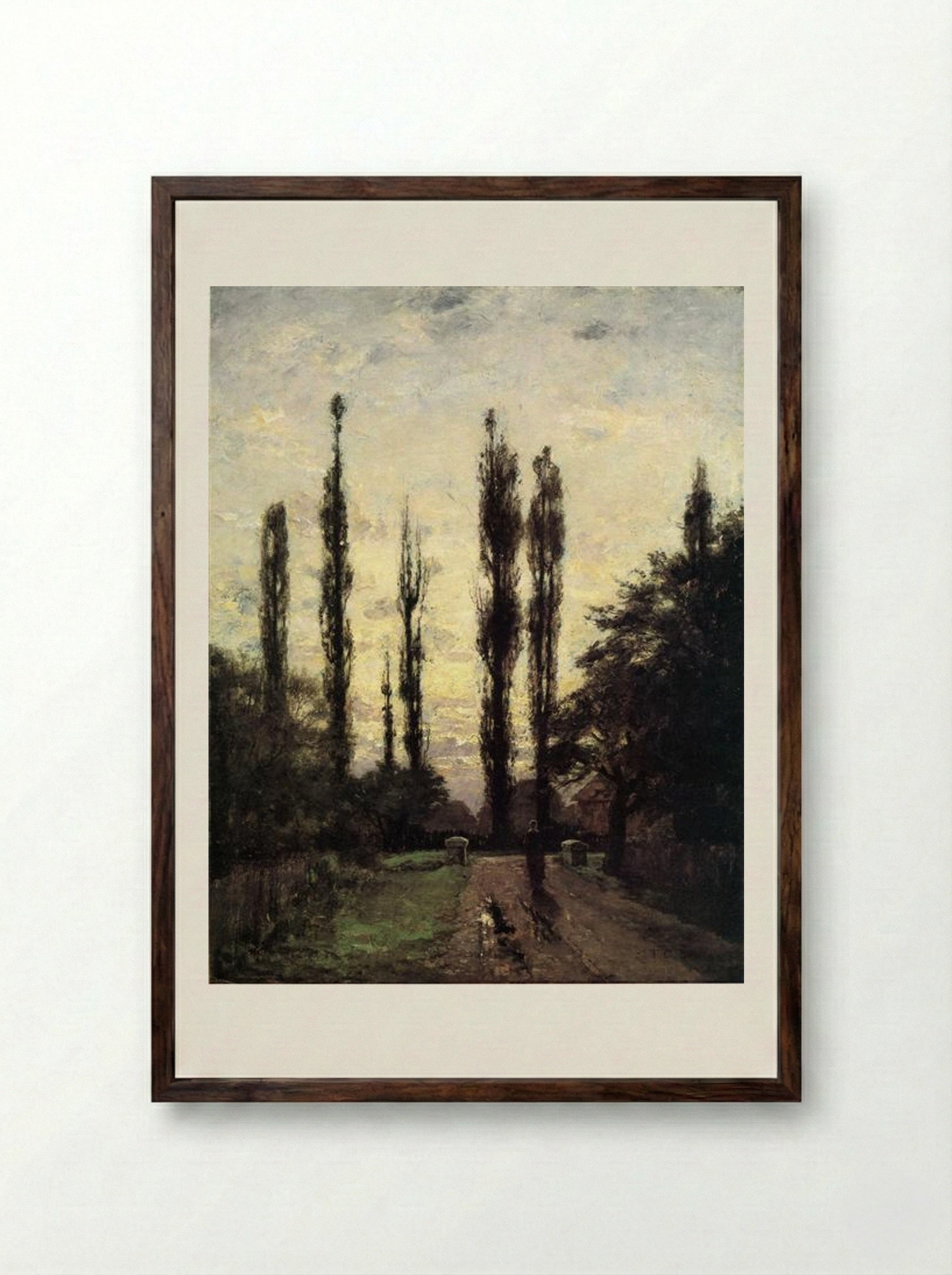 Evening, Poplars - T. C. Steele - Framed Print Dark Wood