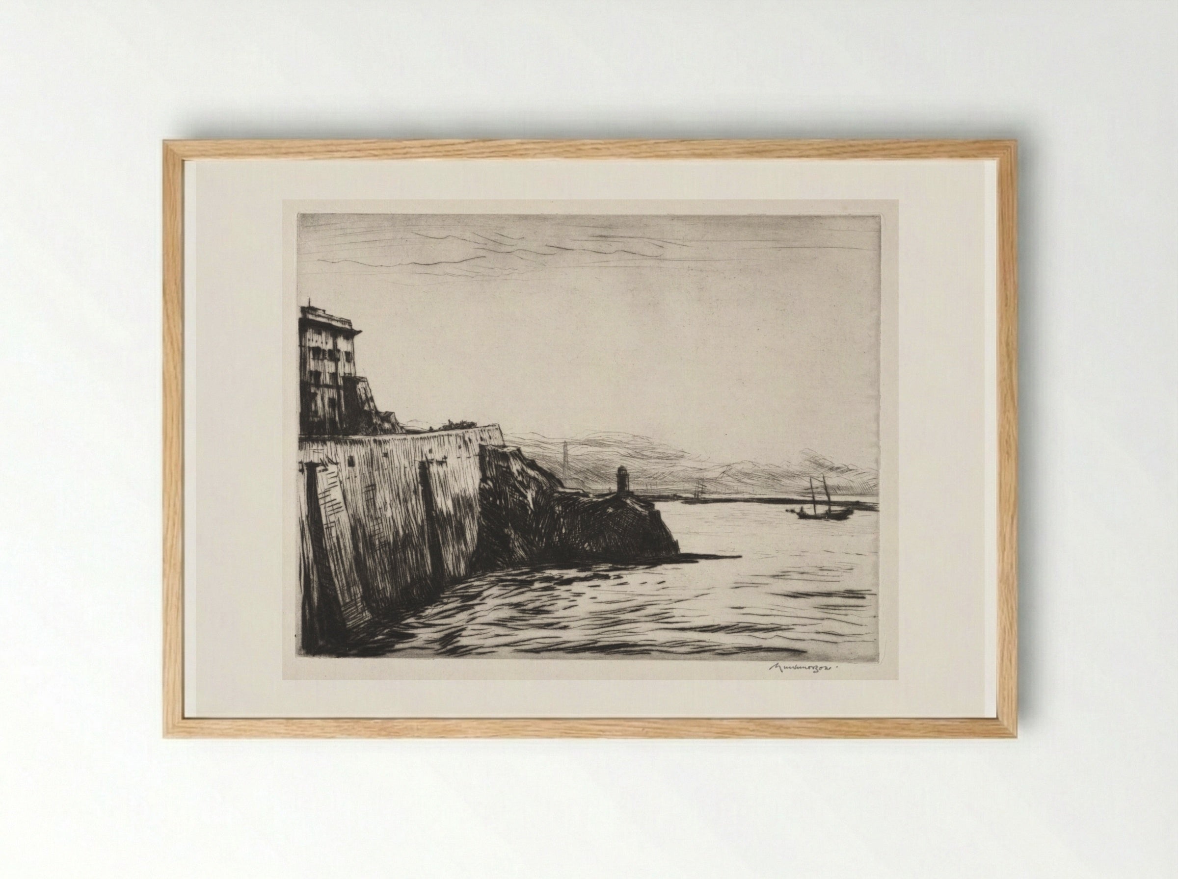 Evening, Port of Genoa - Muirhead Bone - Framed Print Wood