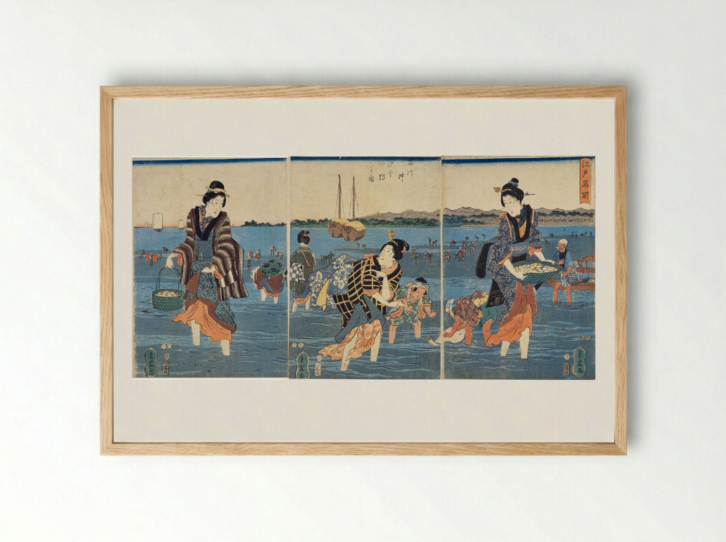 Evening Rain at Karasaki - Utagawa Hiroshige II - Framed Print Wood
