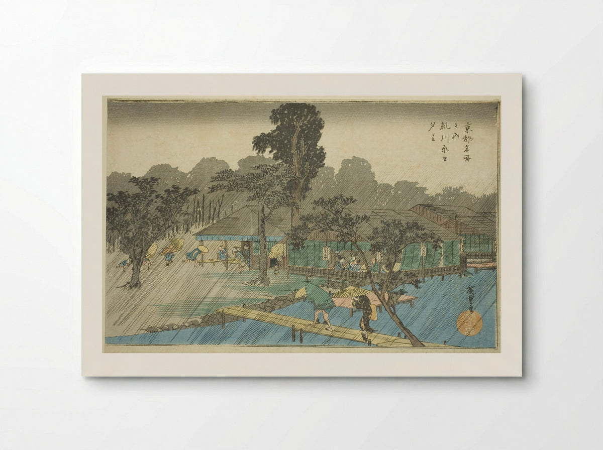 Evening Shower at the Bank of Tadasu River - Utagawa Hiroshige - Poster