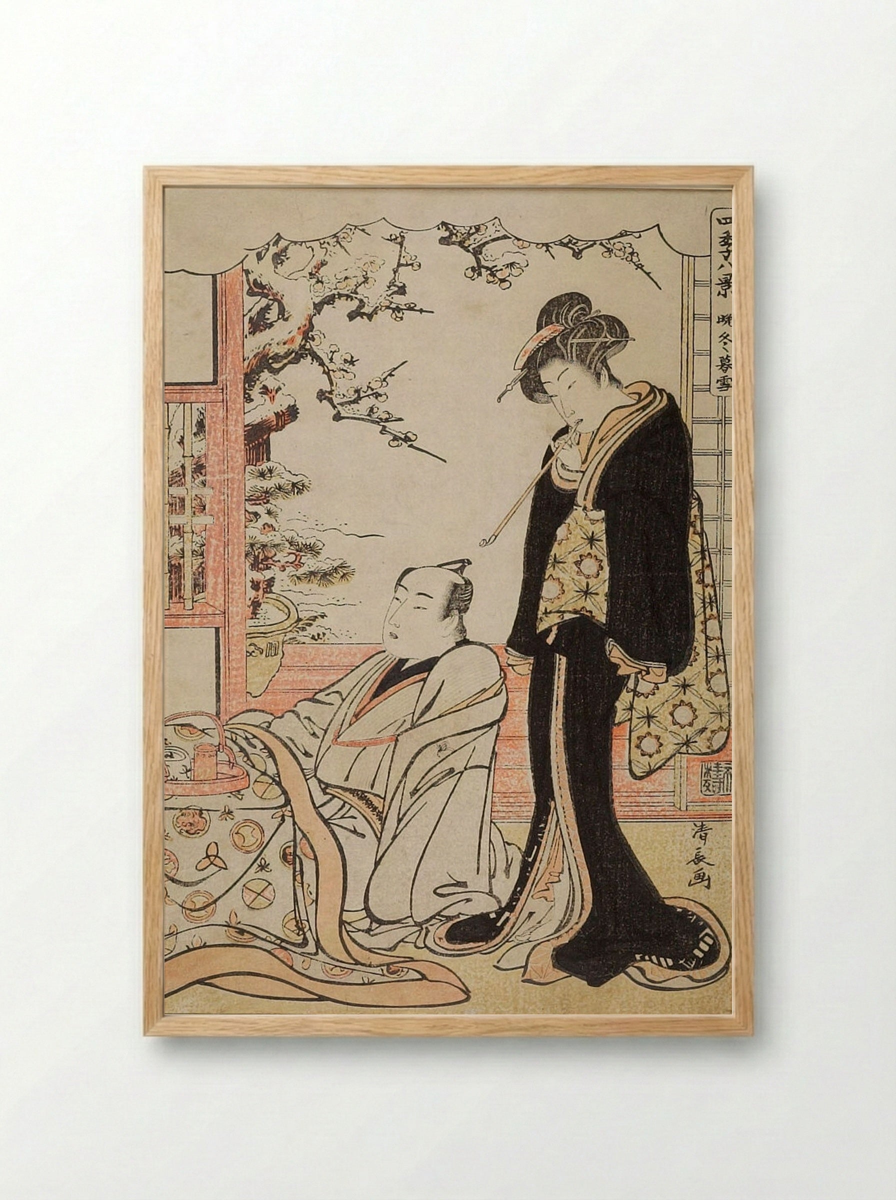 Evening Snow in the Late Winter - Torii Kiyonaga - Framed Print Wood