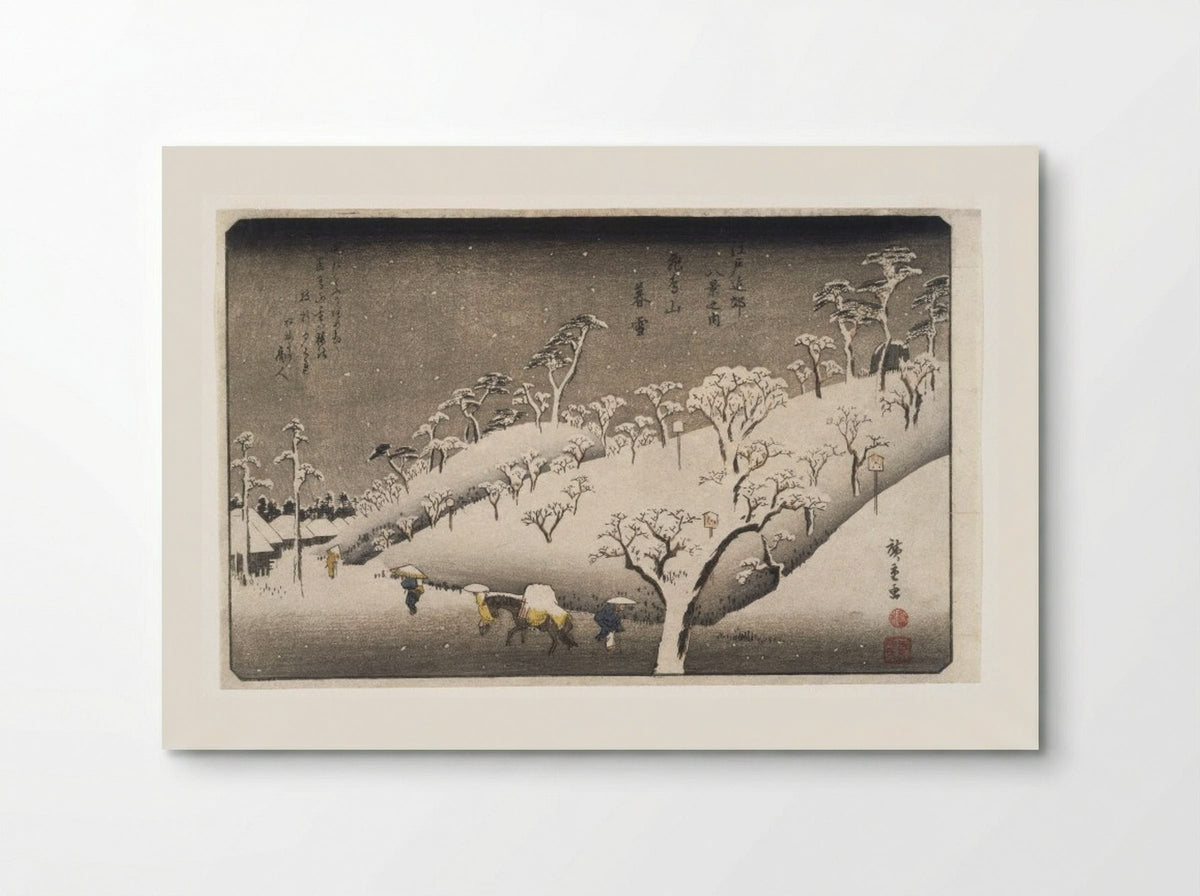 Evening Snow on the Asuka Mountain - Utagawa Hiroshige - Poster