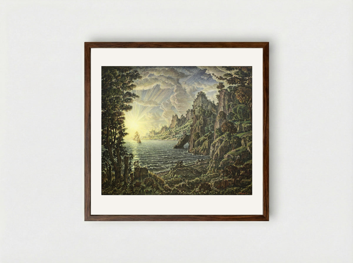 Evening Sun - Konstantin Bogaevsky - Framed Print Dark Wood