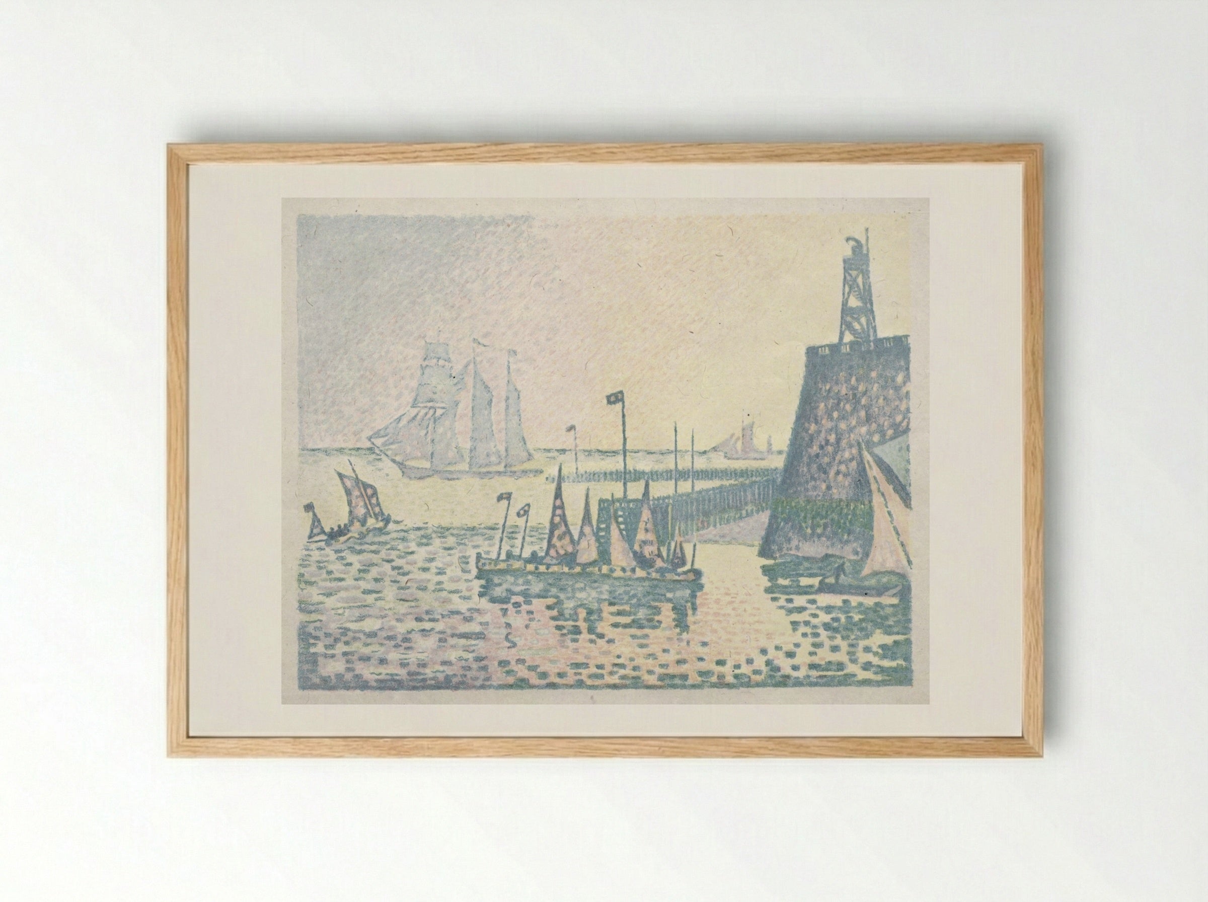 Evening, The Jetty at Vlissingen - Paul Signac - Framed Print Wood