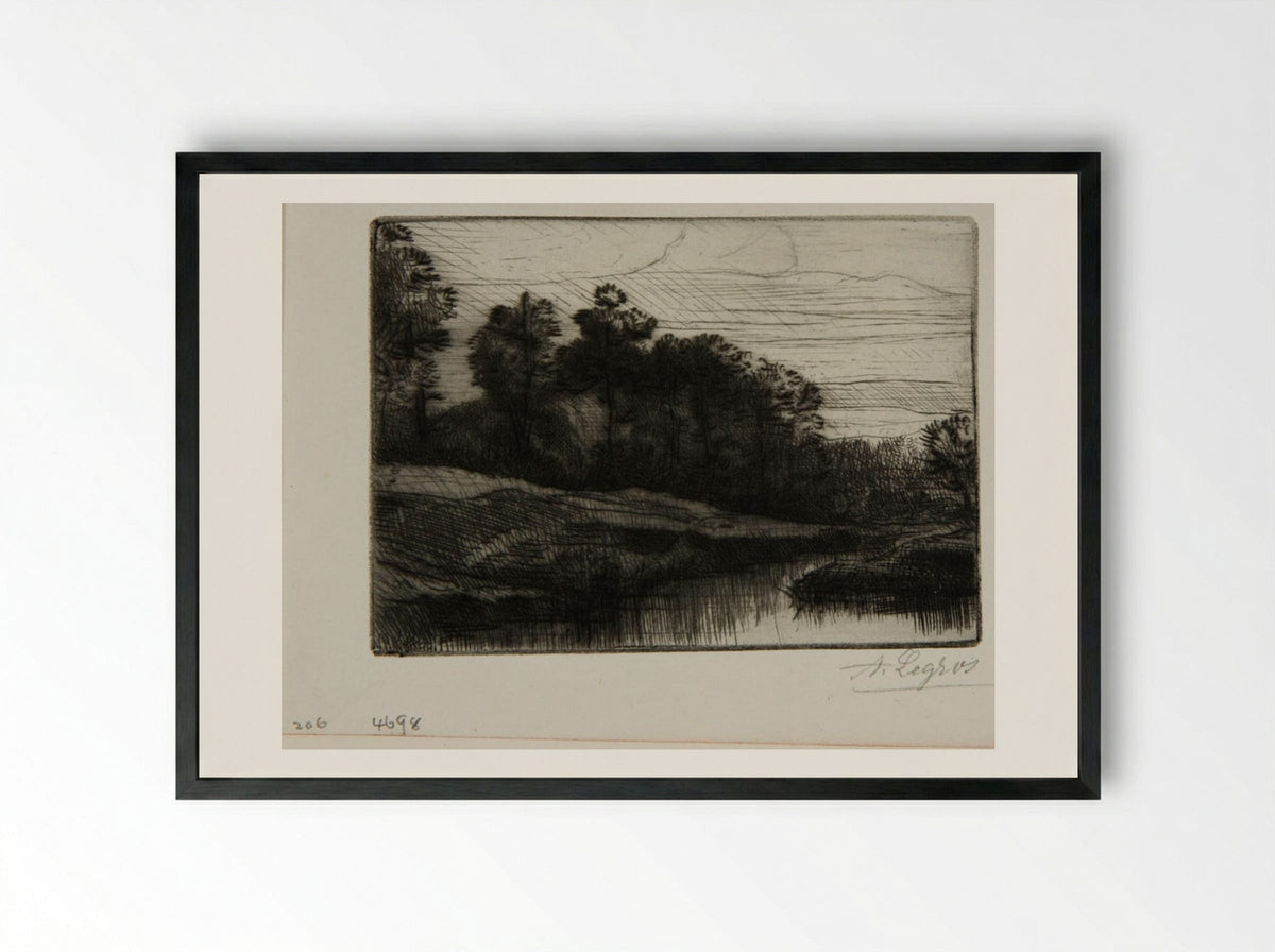 Evening (The Setting of the Sun) - Alphonse Legros - Framed Print Black