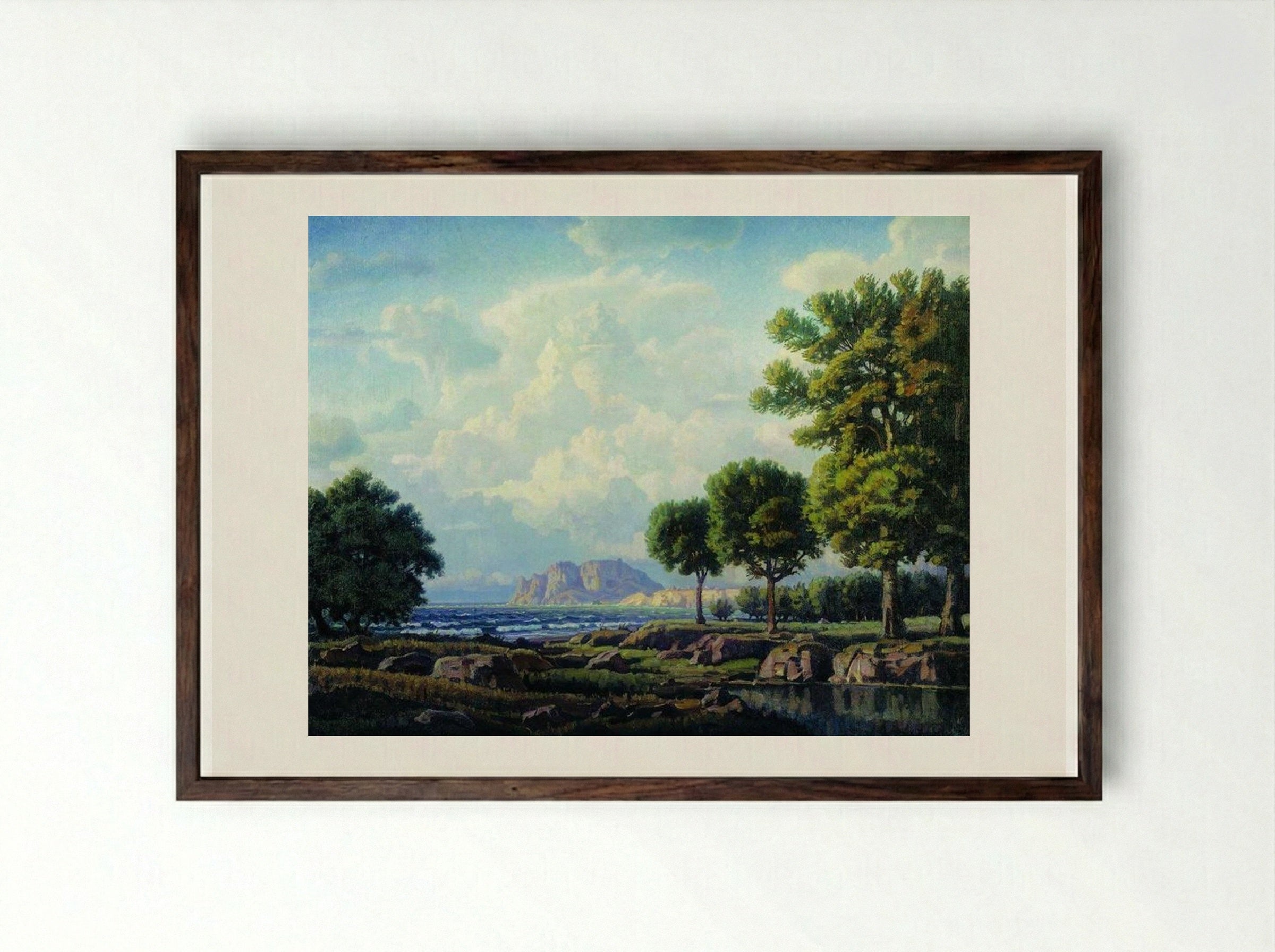 Evening at the Sea - Konstantin Bogaevsky - Framed Print Dark Wood