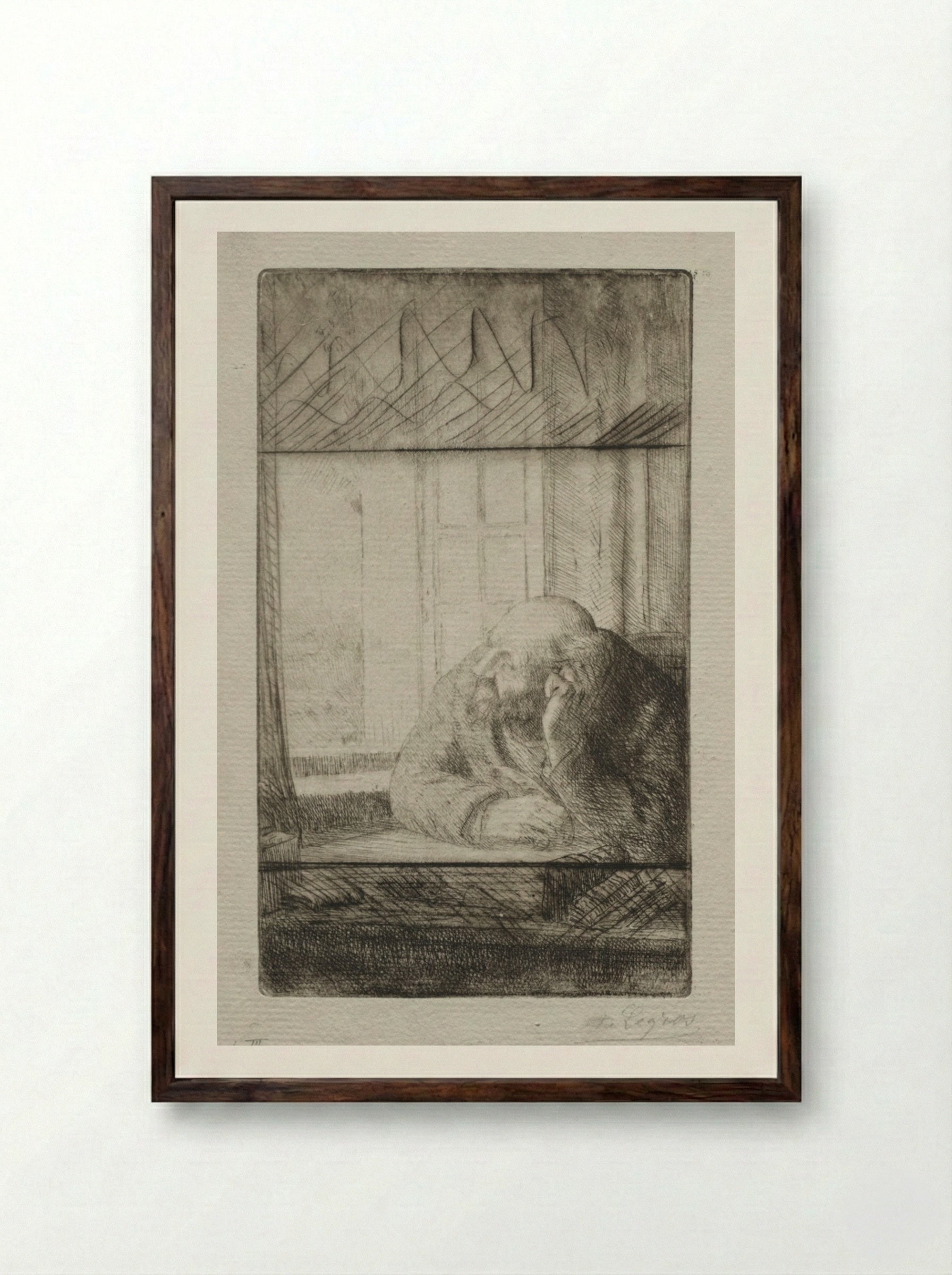 Evening at the Window - Alphonse Legros - Framed Print Dark Wood