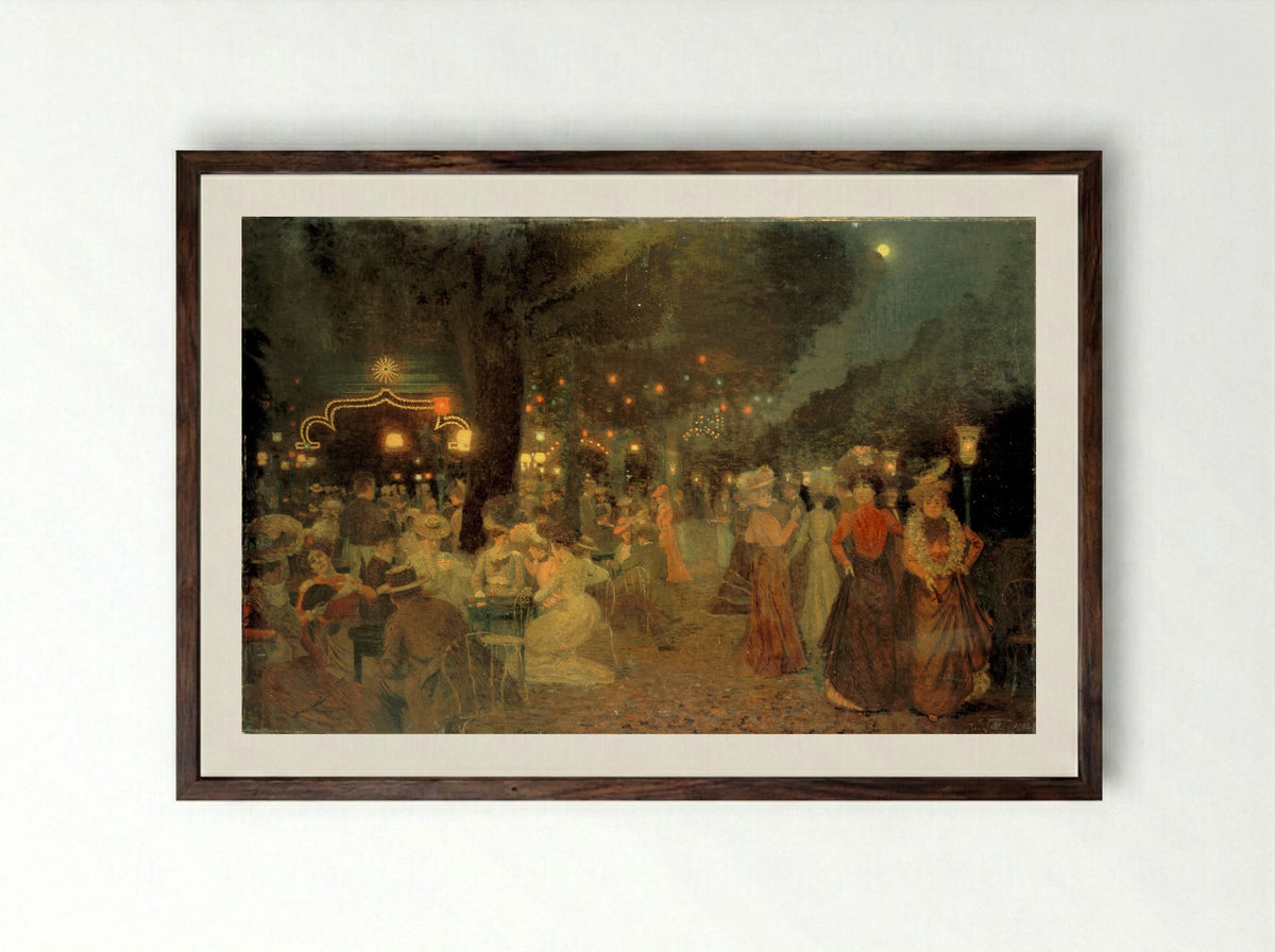 Evening in the Park - Dario Viterbo - Framed Print Dark Wood