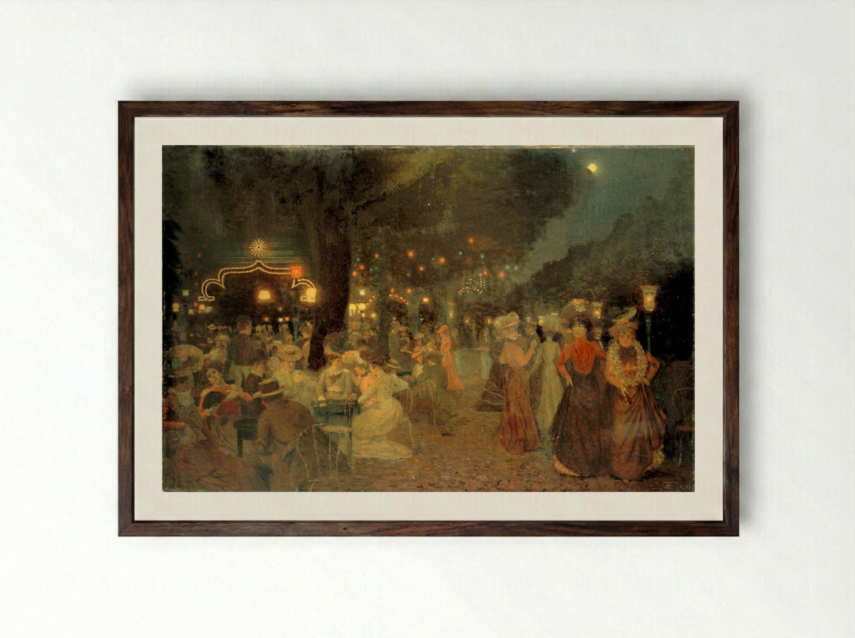 Evening in the Park - Dario Viterbo - Framed Print Dark Wood