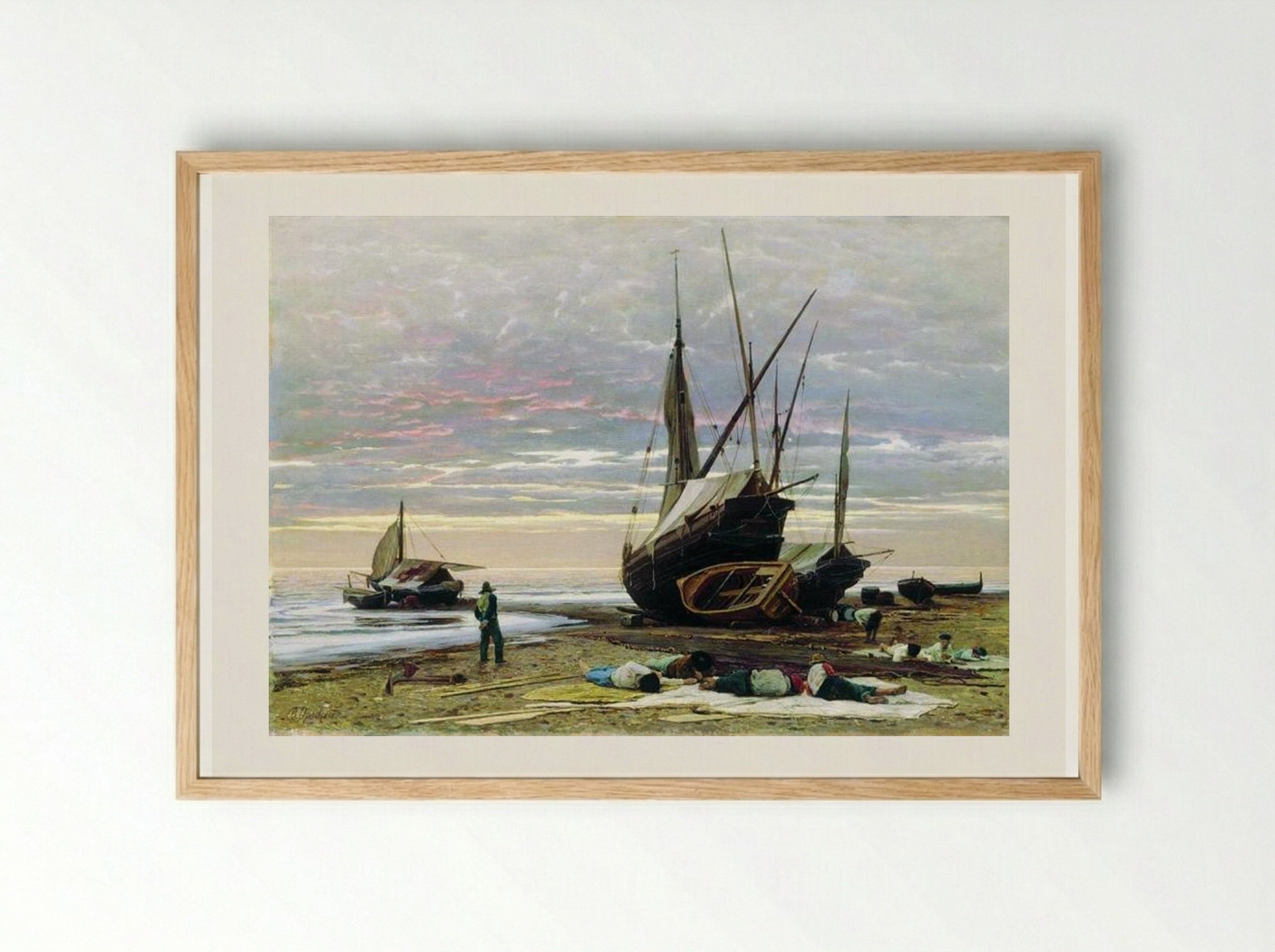 Evening. Seashore. - Volodymyr Orlovsky - Framed Print Wood