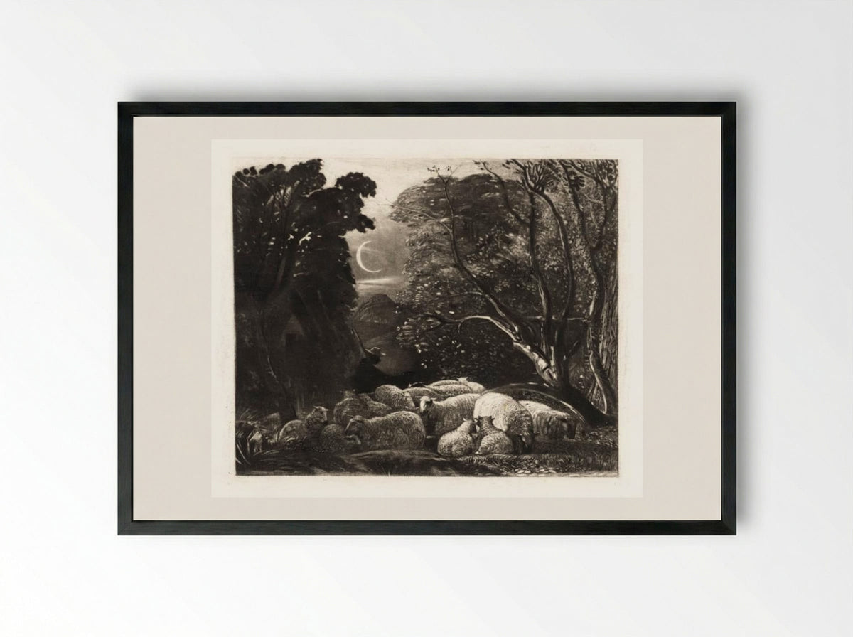 Evening - Samuel Palmer - Framed Print Black