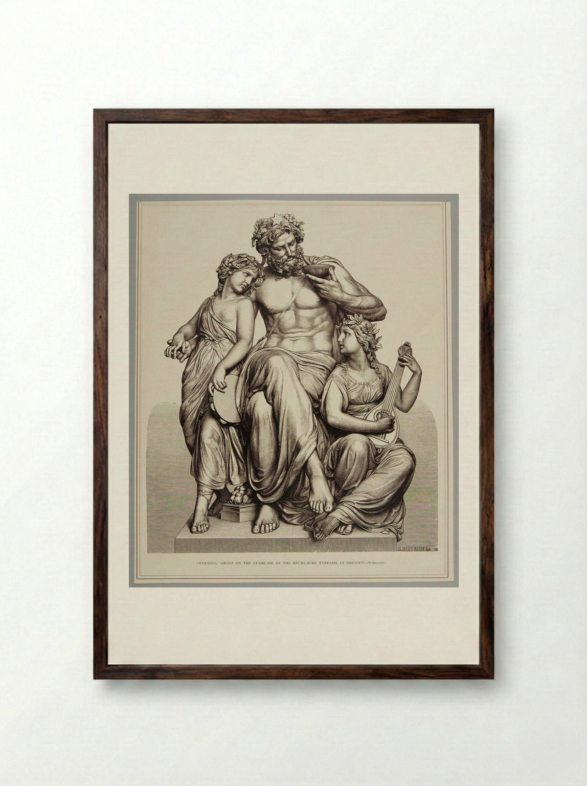 Evening - Gotthold Dietrich - Framed Print Dark Wood