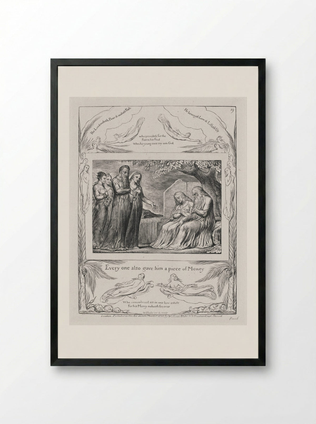 Everyone also gave him a piece of money - William Blake - Framed Print Black