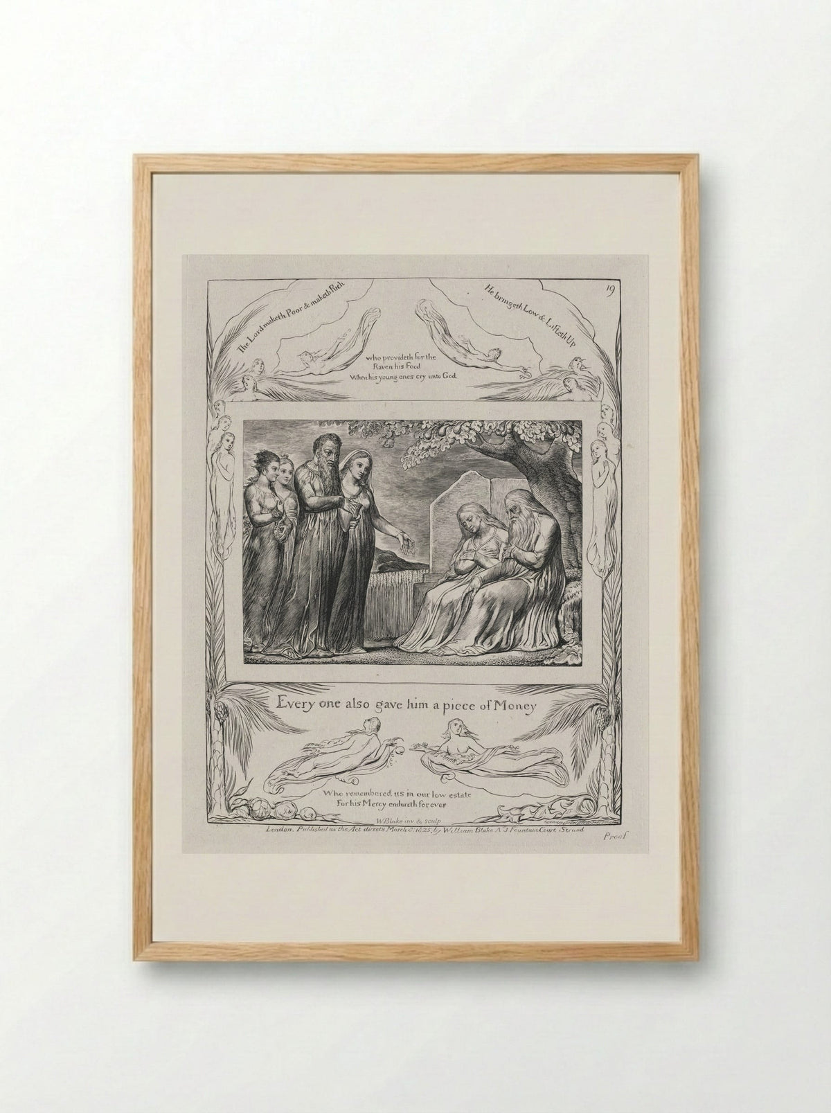 Everyone also gave him a piece of money - William Blake - Framed Print Wood