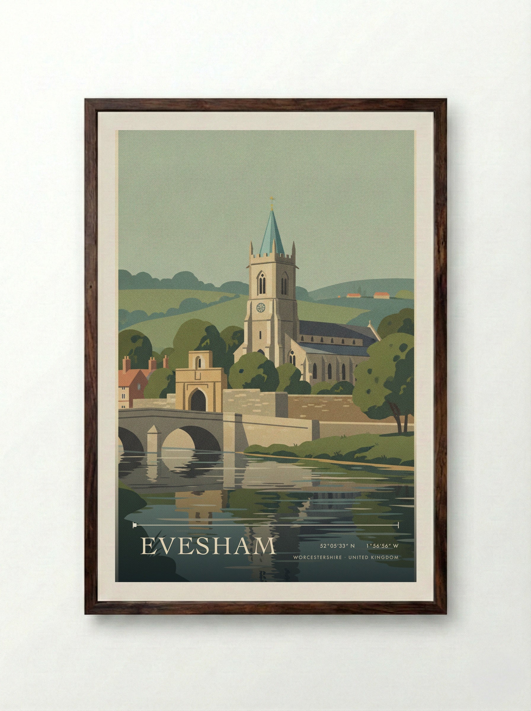 Evesham Worcestershire United Kingdom Travel Poster - Framed Print Dark Wood