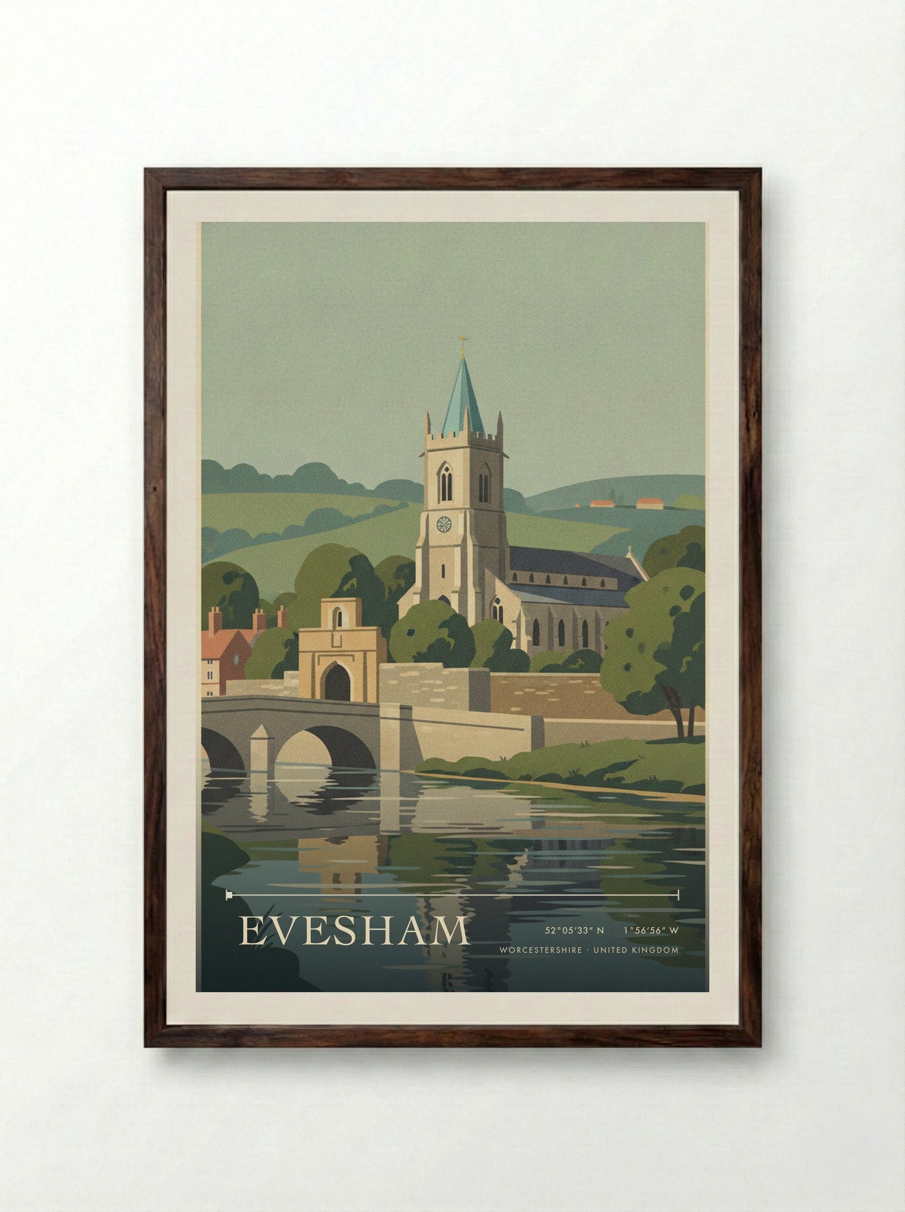 Evesham Worcestershire United Kingdom Travel Poster - Framed Print Dark Wood