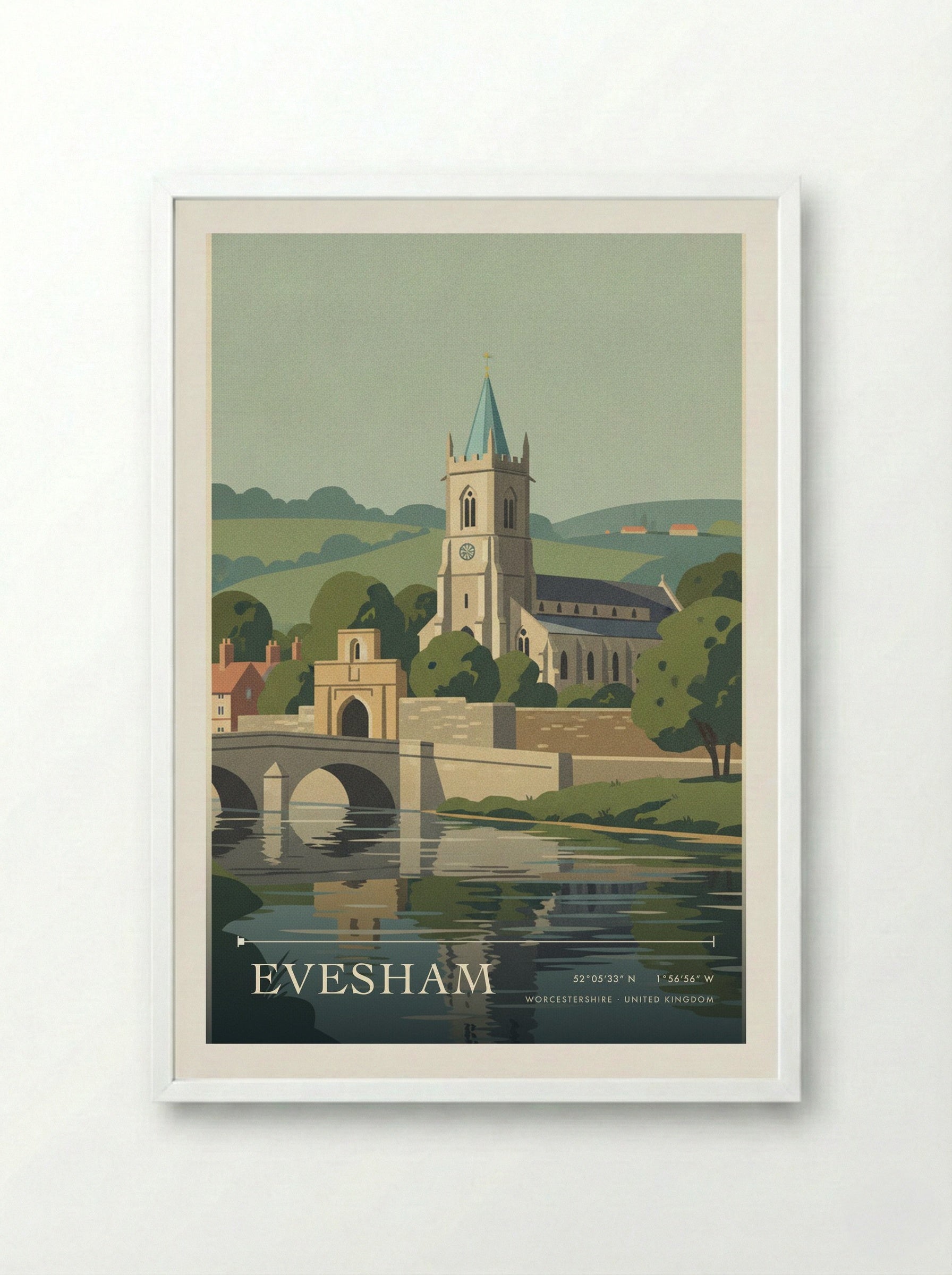 Evesham Worcestershire United Kingdom Travel Poster - Framed Print White