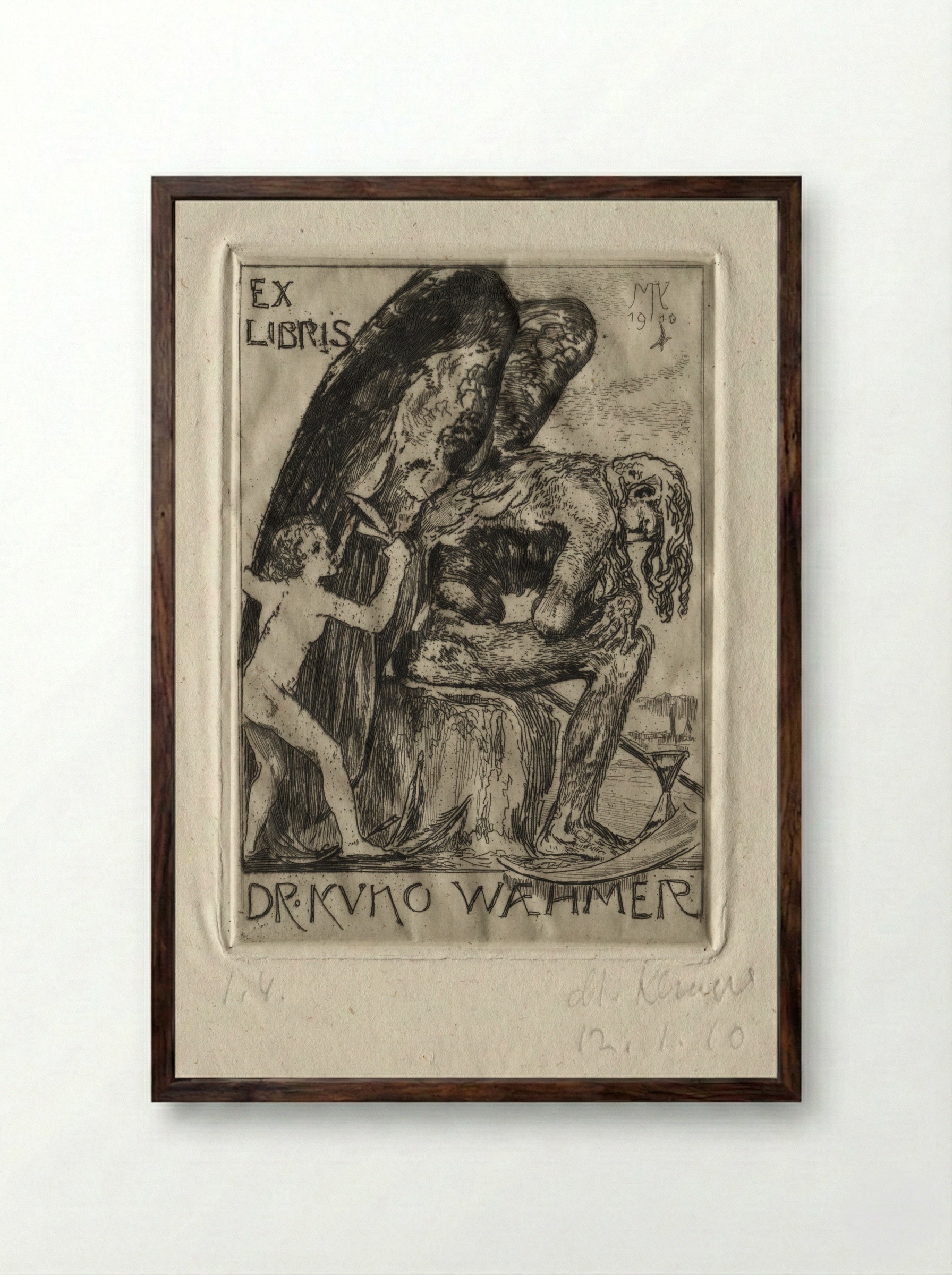 Ex Libris Dr. Kuno Waehmer - Max Klinger - Framed Print Dark Wood