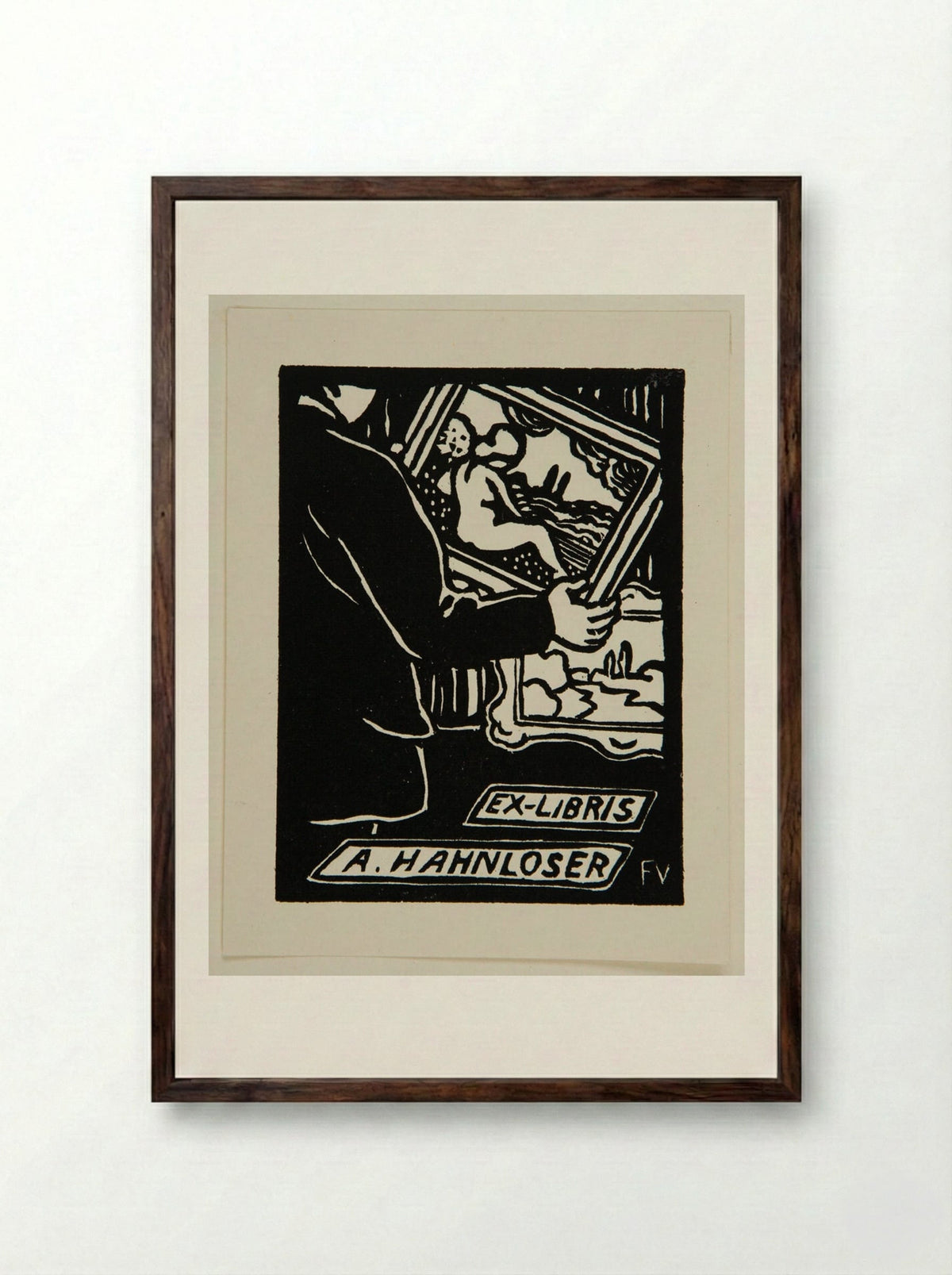 Ex-Libris Hans R. Hahnloser - Félix Vallotton - Framed Print Dark Wood