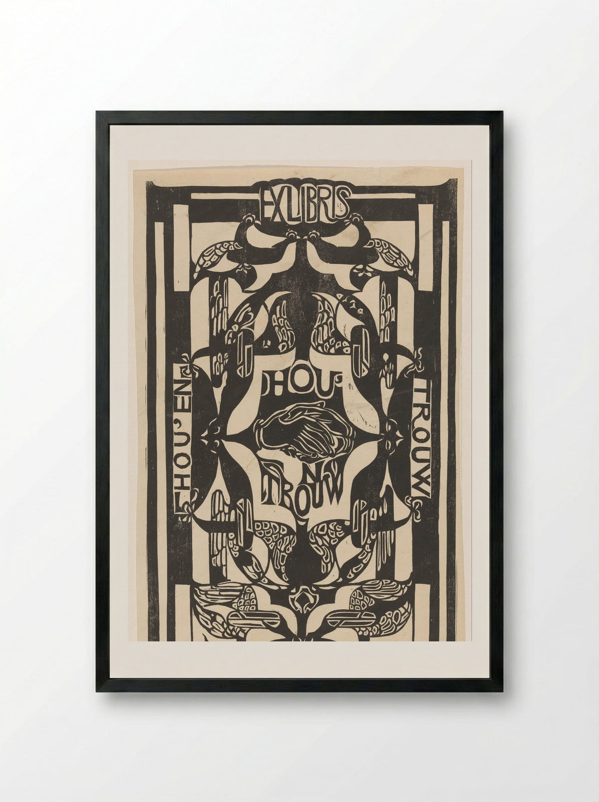 Ex libris van de vereniging Hou'en Trouw - Carel Adolph Lion Cachet - Framed Print Black