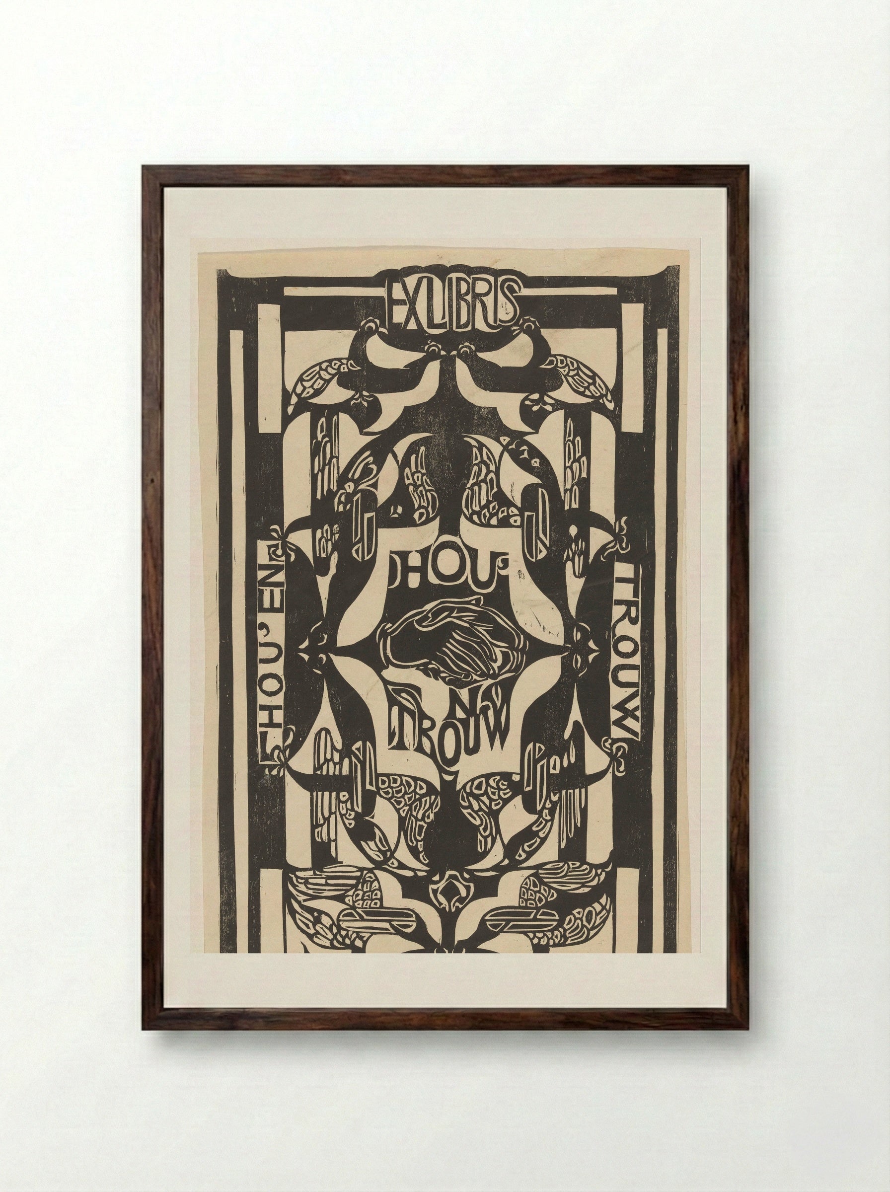 Ex libris van de vereniging Hou'en Trouw - Carel Adolph Lion Cachet - Framed Print Dark Wood