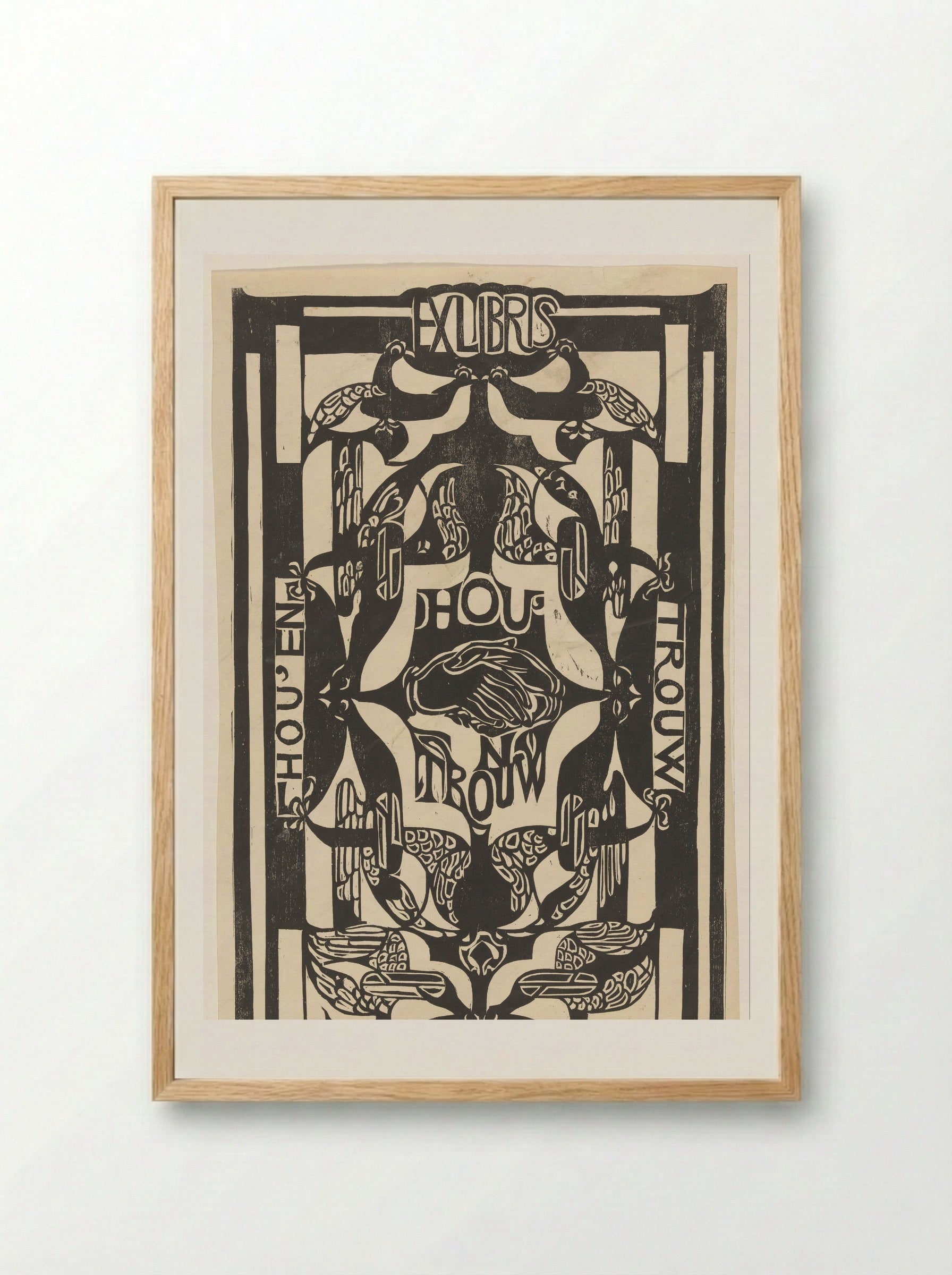 Ex libris van de vereniging Hou'en Trouw - Carel Adolph Lion Cachet - Framed Print Wood